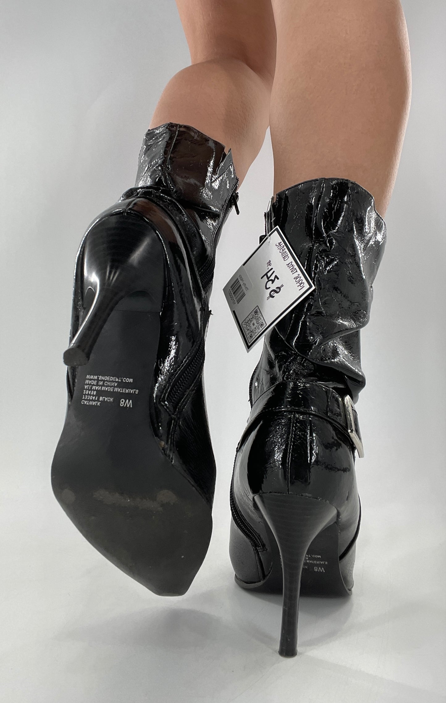 Vintage 1990s Torta Caliente Stacked Patent Booties (8W)
