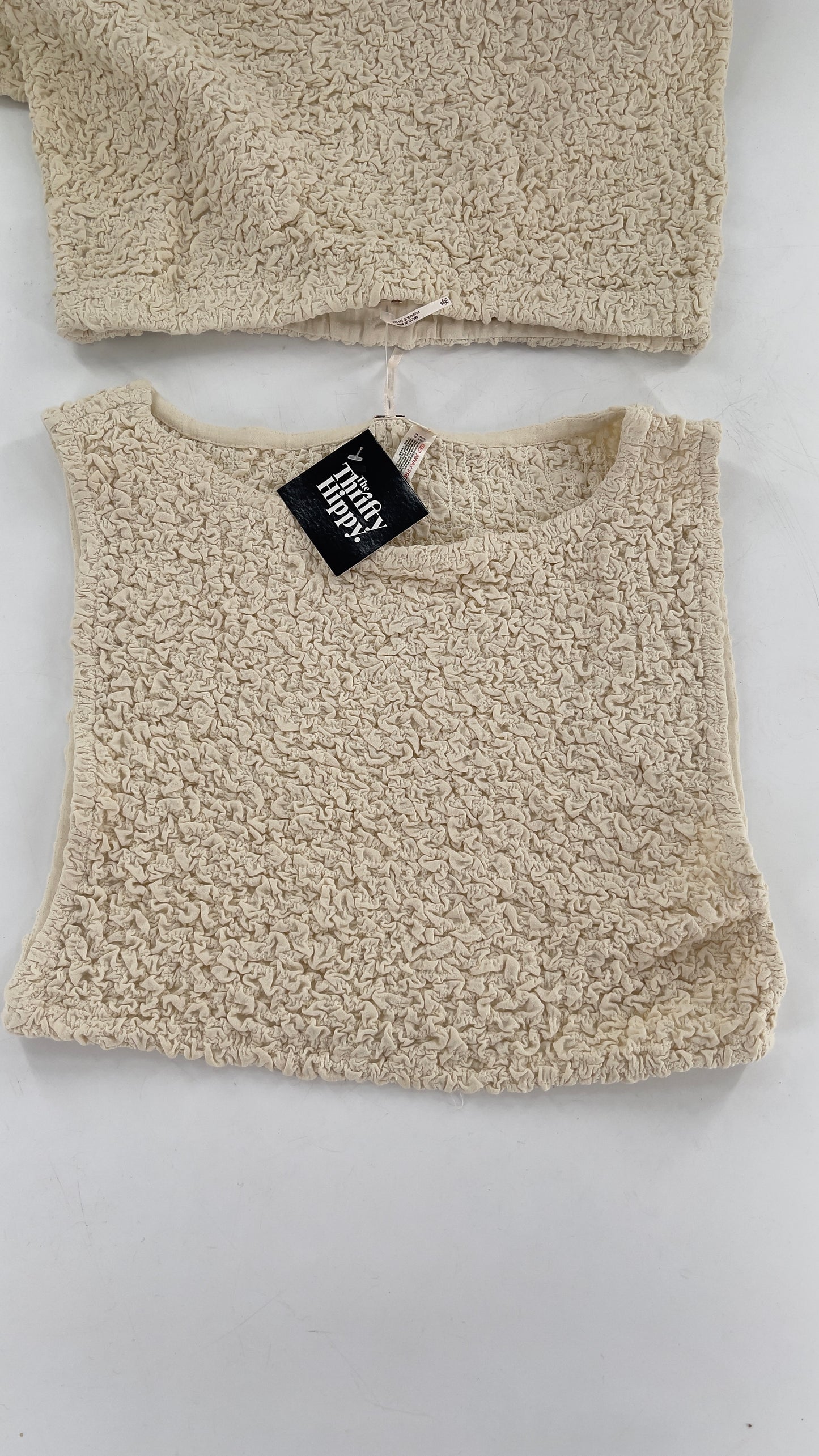 Free People Crushed Cropped Tank and Mini Skirt Set (XL)