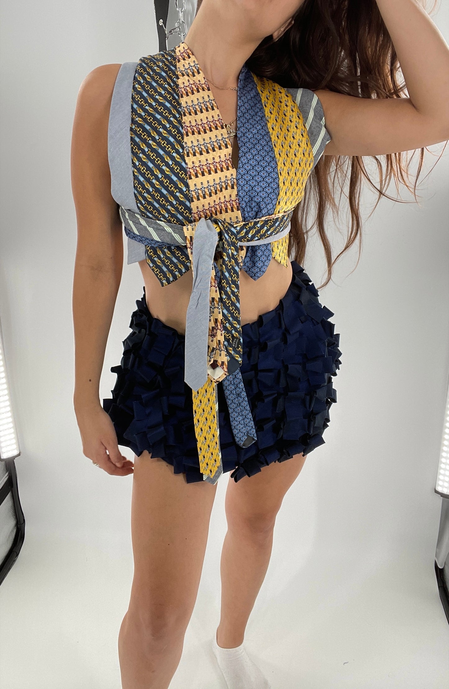 Custom - Handmade “All Tied Up” Cropped Blouse (One Size)