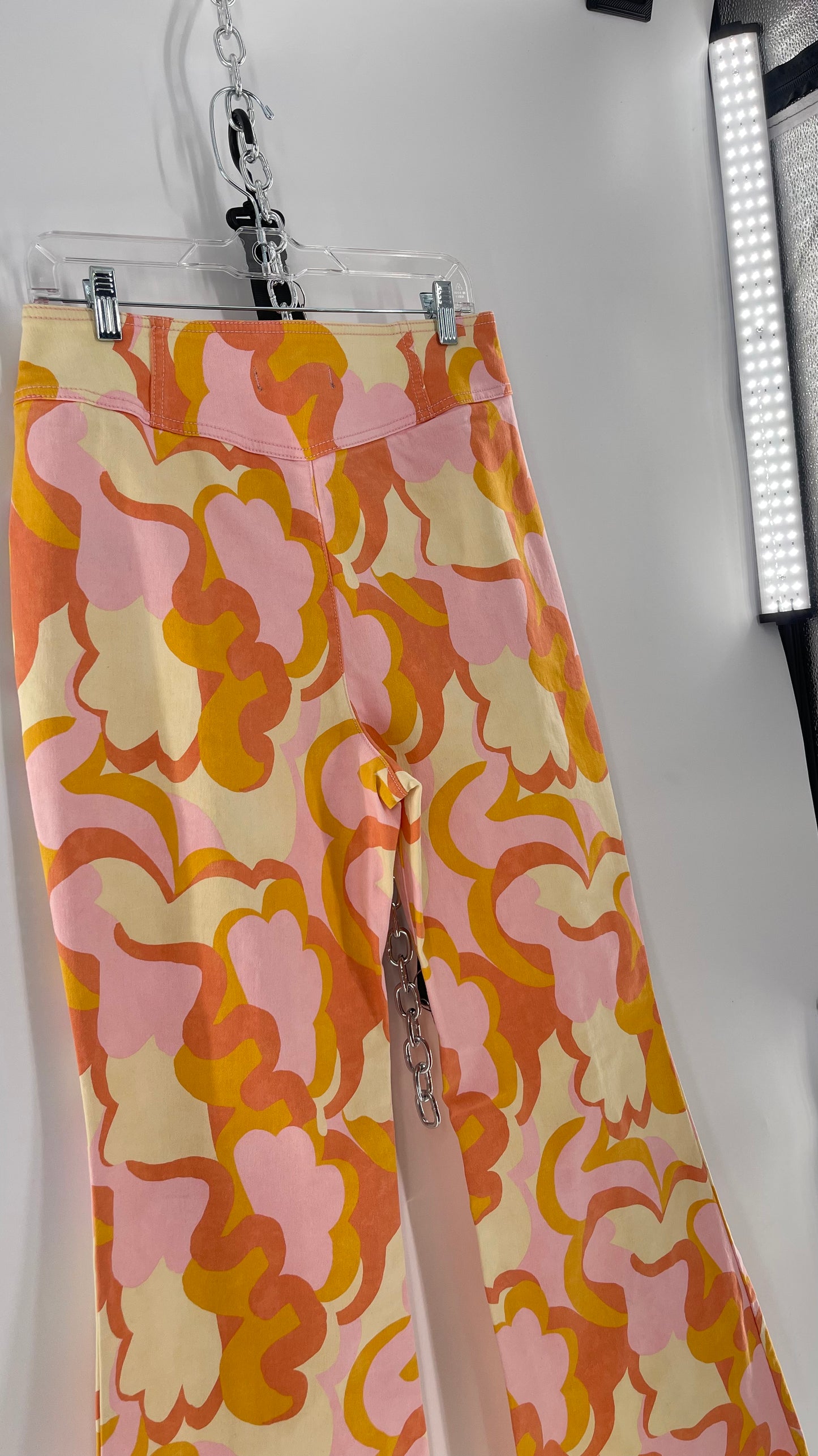 Free People Youthquake Warm Toned Funky Patterned Flare Bell Bottoms (31)