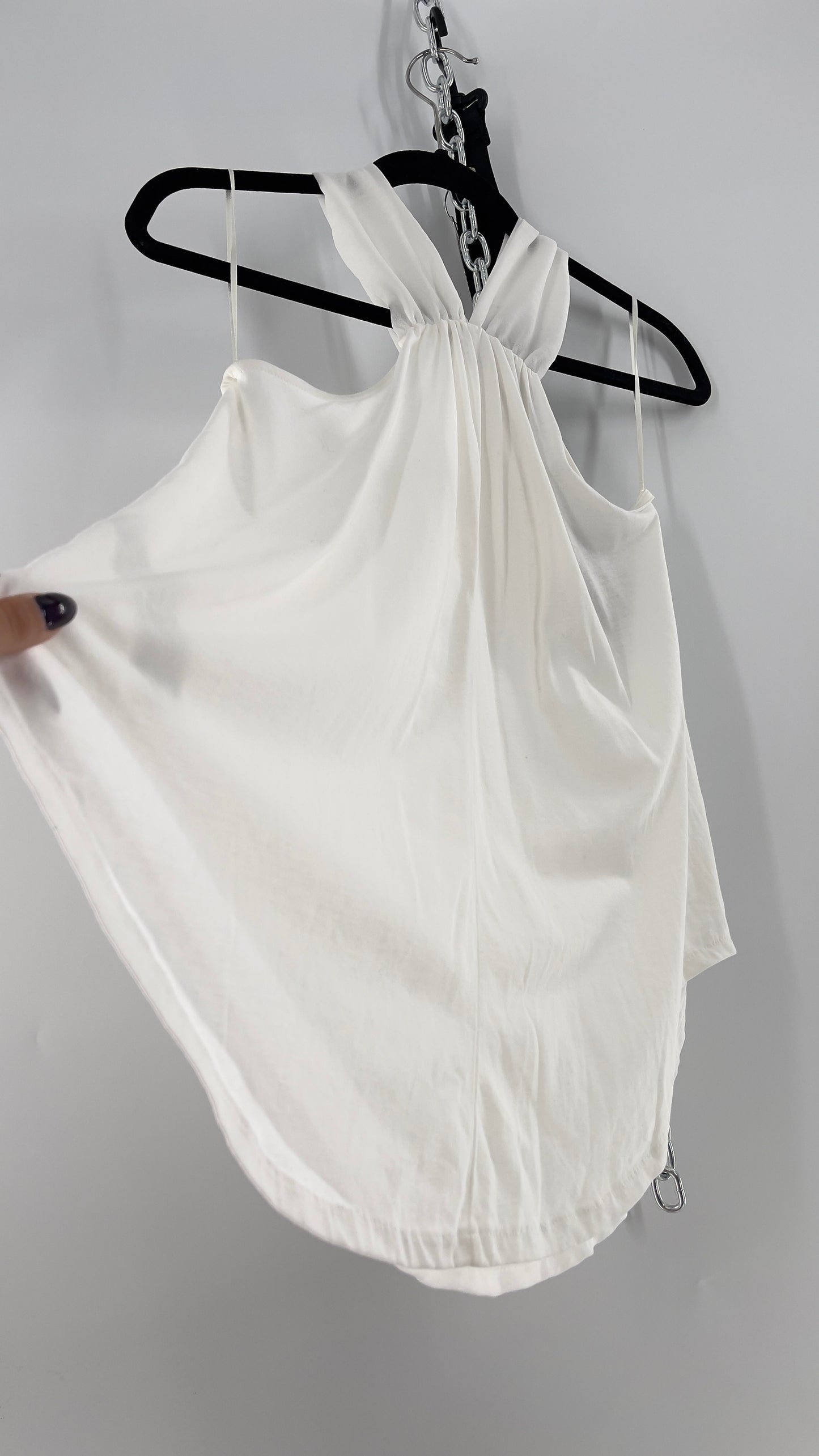 Zara White Halter Sleeveless Blouse with Metal Detailing (Medium)