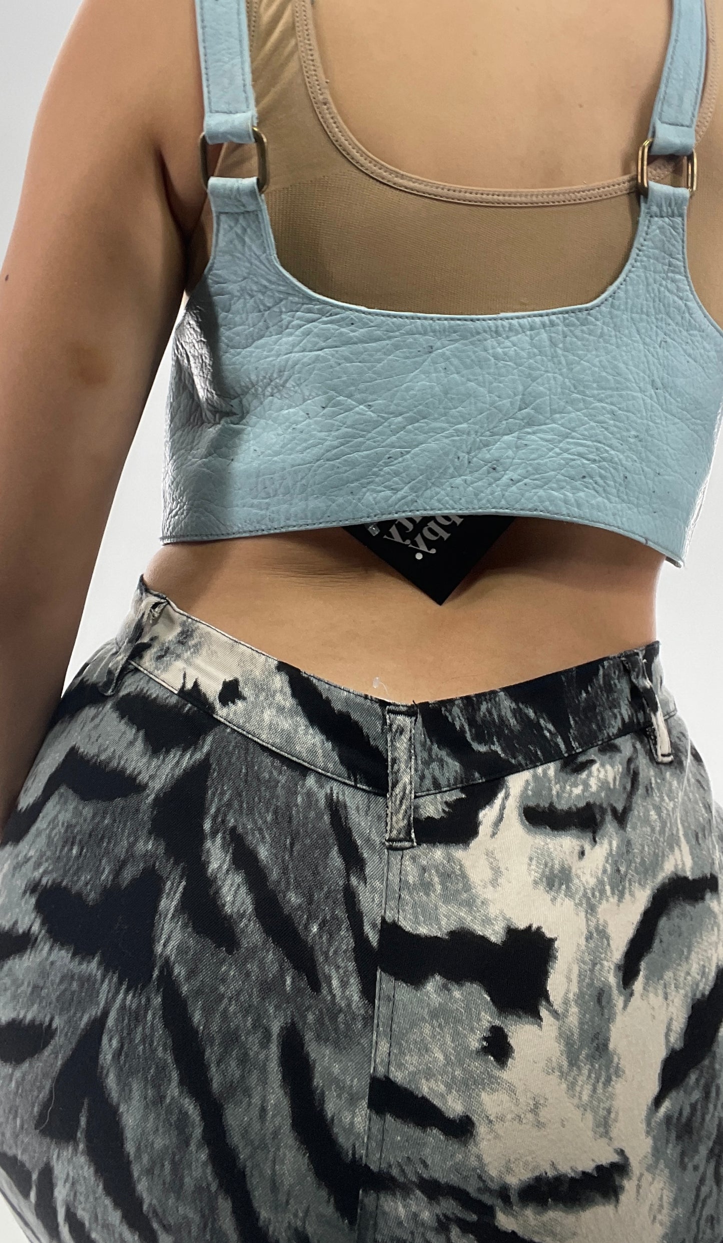 Free People Baby Blue Buckled Corset Belt (Large)