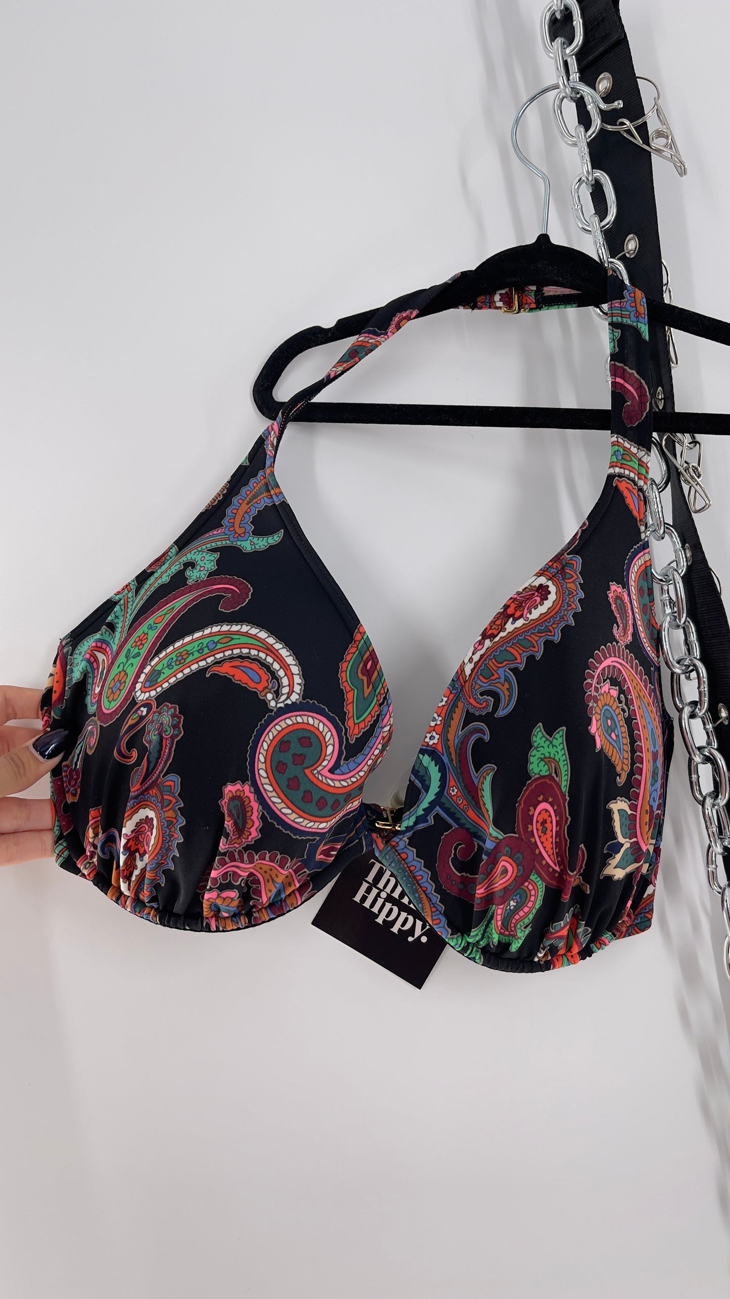 Vintage Victoria’s Secret Paisley Underwire Halter Bikini Top (36DD)