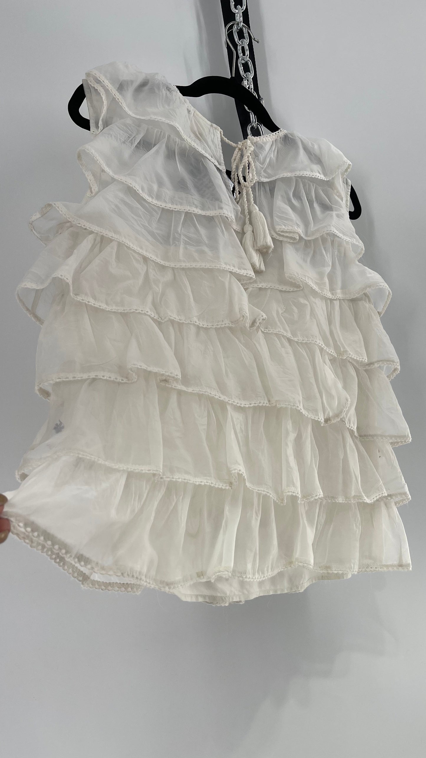 Anthropologie Seen. Worn. Kept Voile, Ruffled and Embroidered Sleeveless (Medium)