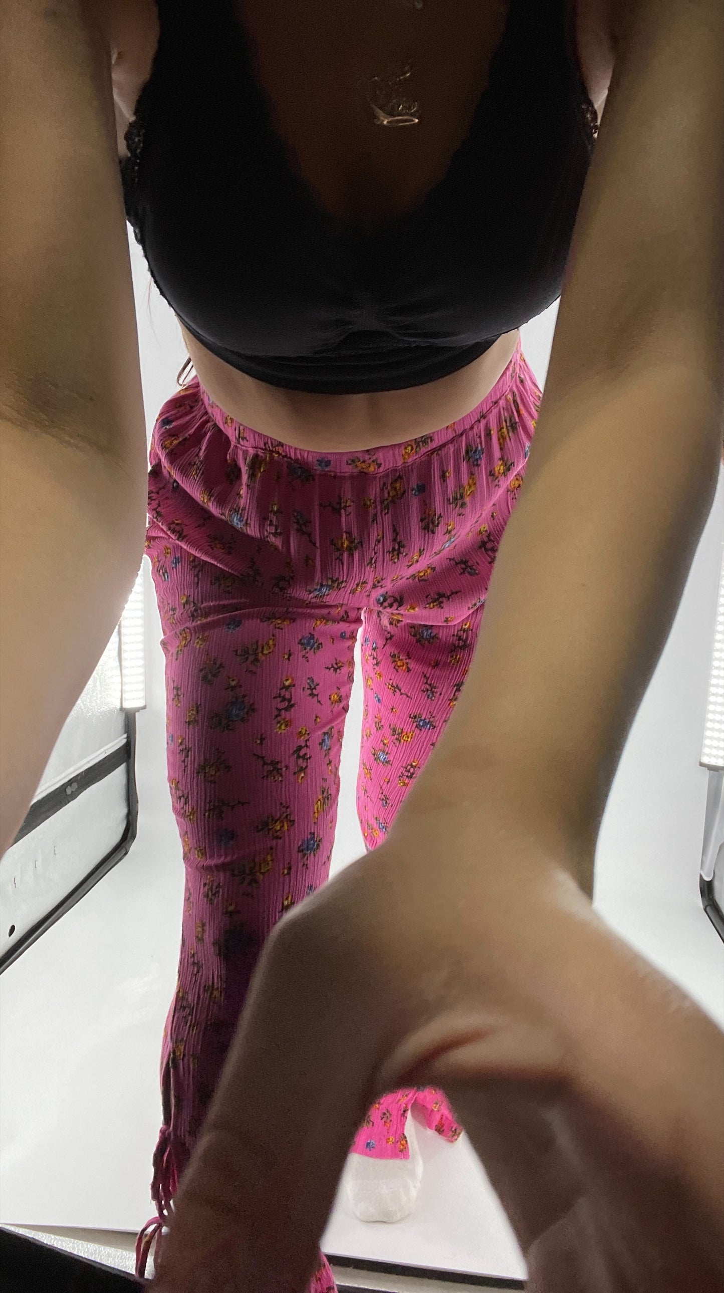 Urban Outfitters Crimped Floral Flares with Tie Up Ankle Detailing (Small)