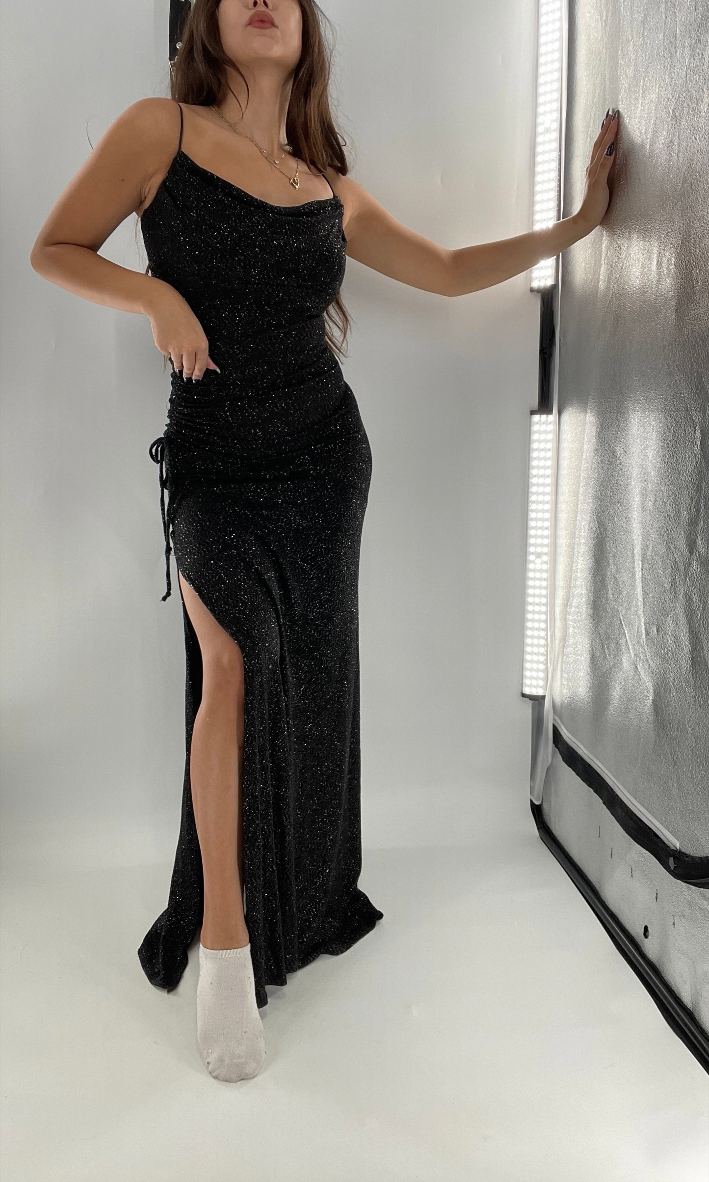 City Triangles 1990s Vintage Black Glitter Floor Length (S)