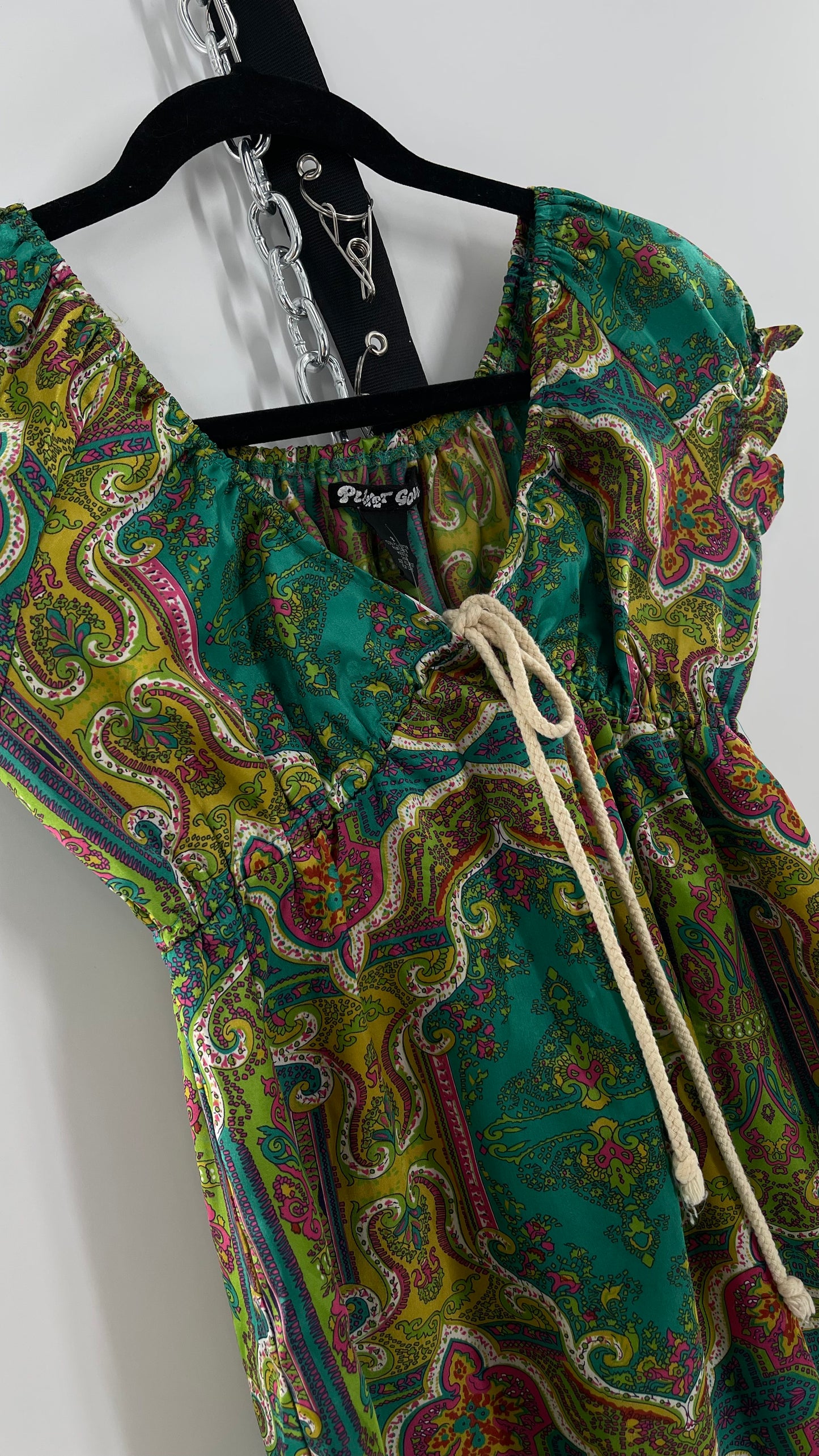 Vintage Planet Gold Silky Paisley Patterned Mini (Small)