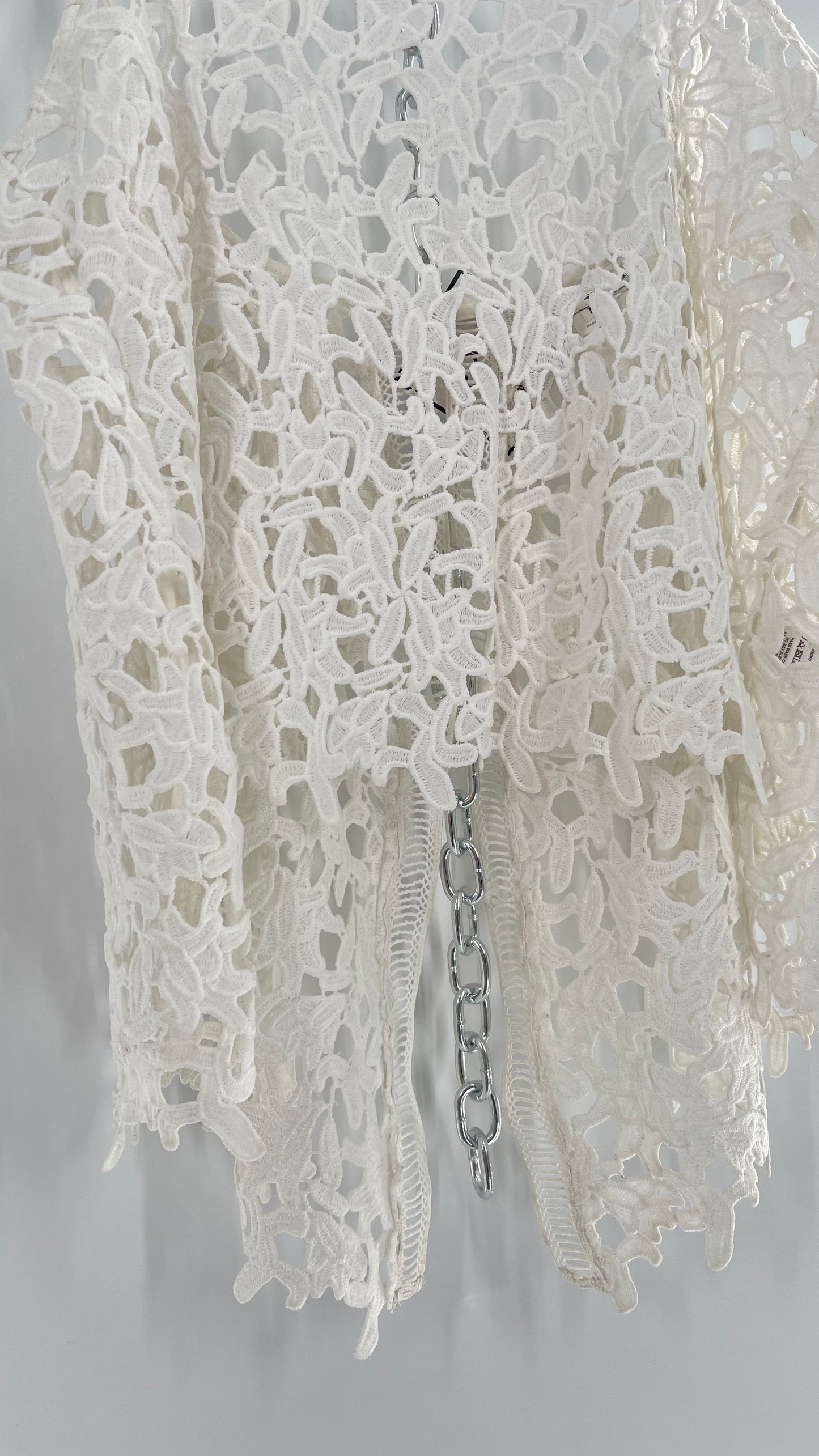 Anthropologie Ne Quittez Pas White Lace Tank with Open Back (Large)
