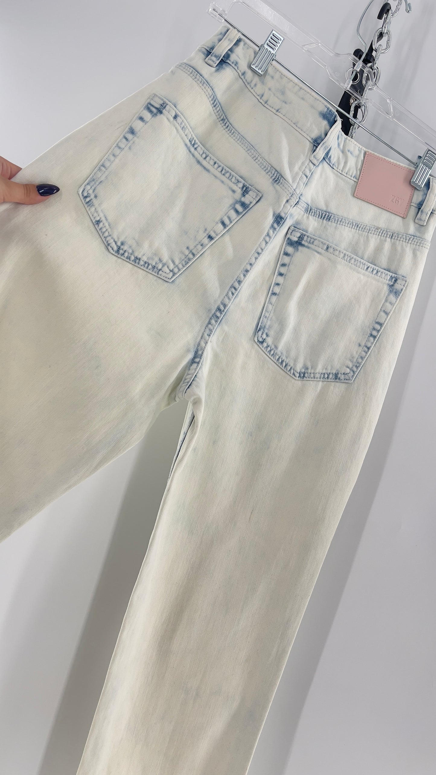 Free People X ZEEGEEWHY Acid Wash Straight Leg Jeans (27)