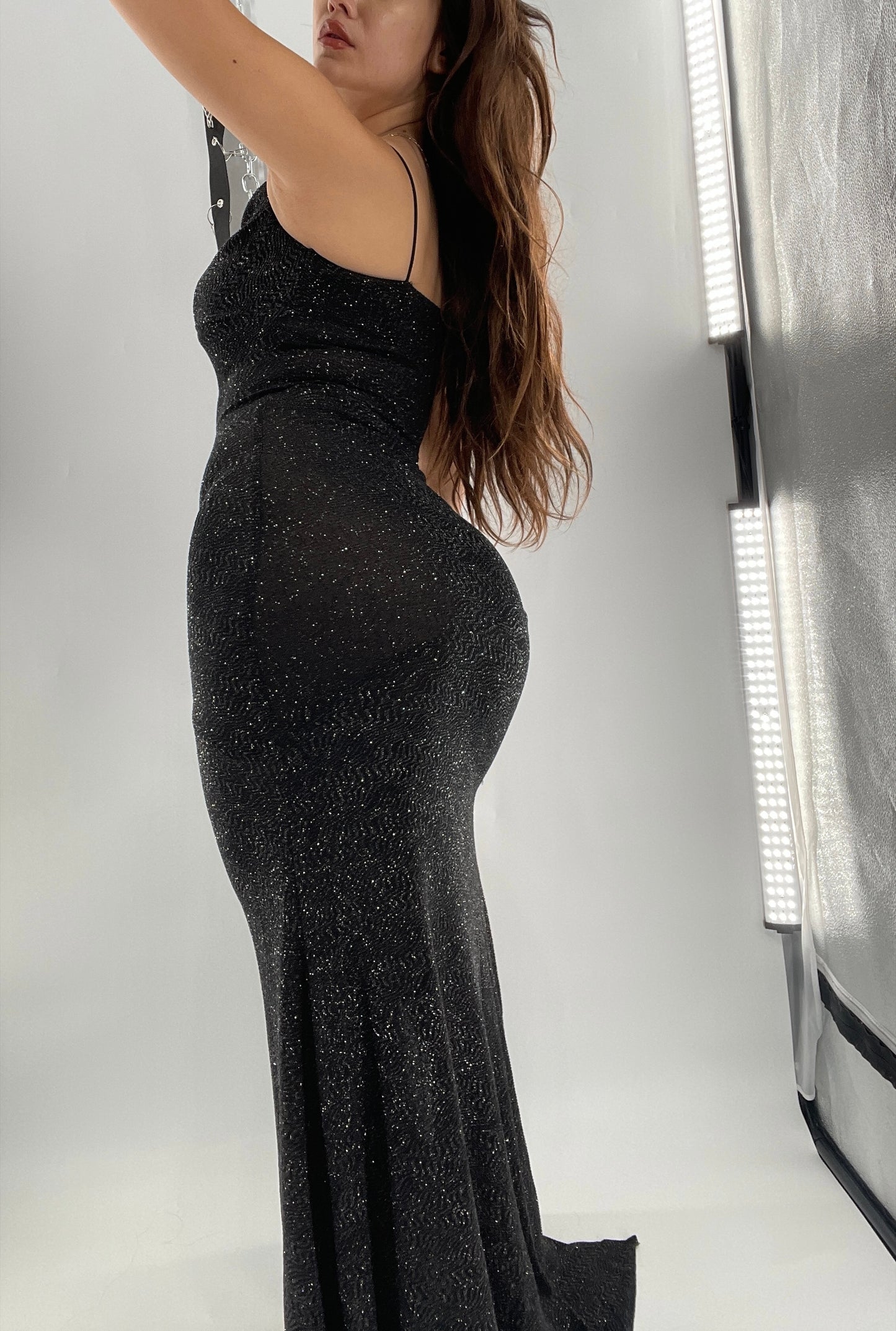 City Triangles 1990s Vintage Black Glitter Floor Length (S)