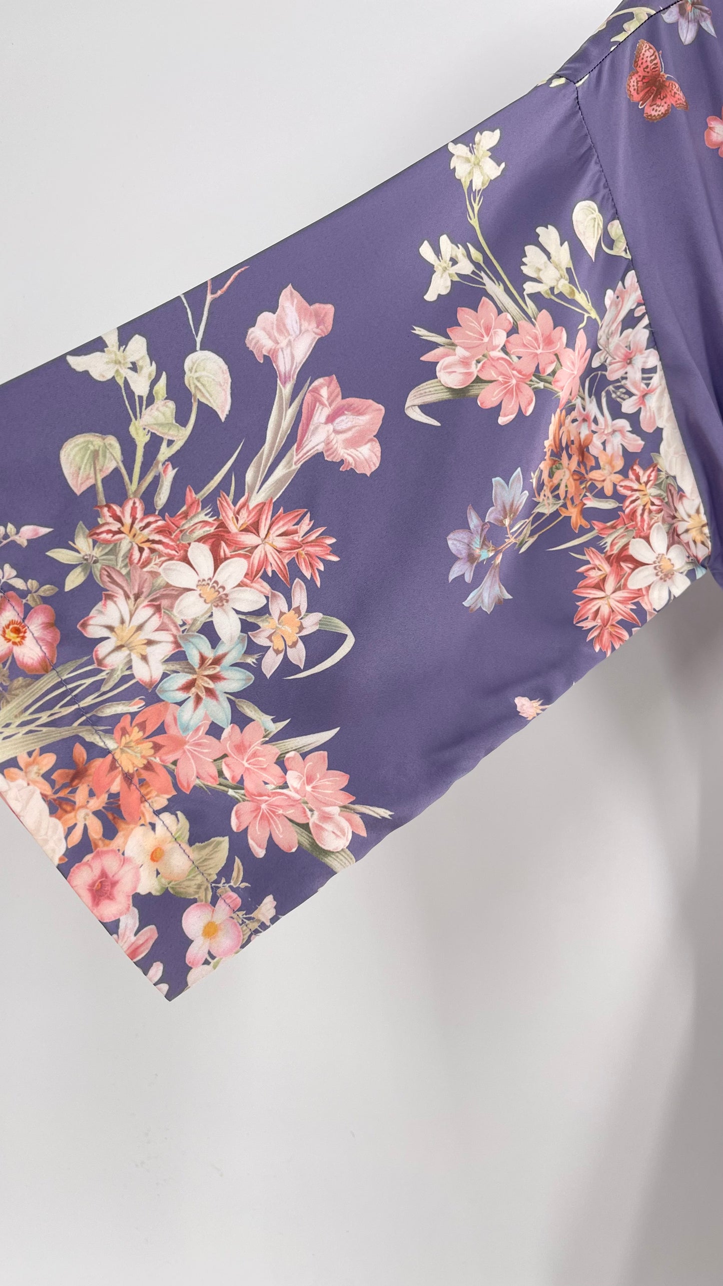 Anthropologie Flora Nikrooz Purple Floral Satin Robe (XS/S)