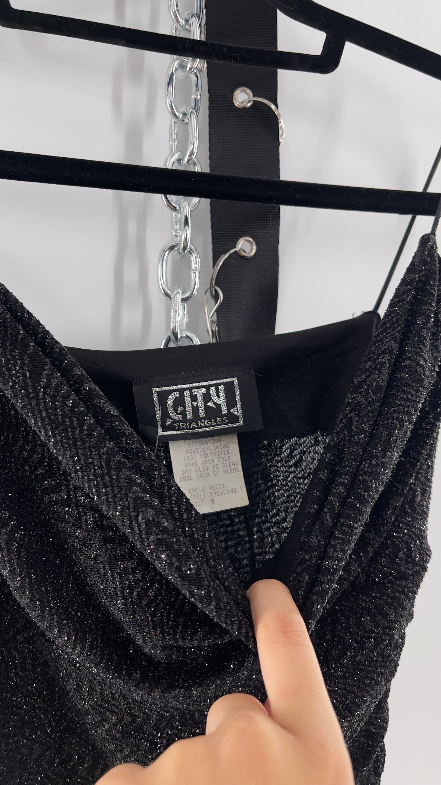 City Triangles 1990s Vintage Black Glitter Floor Length (S)