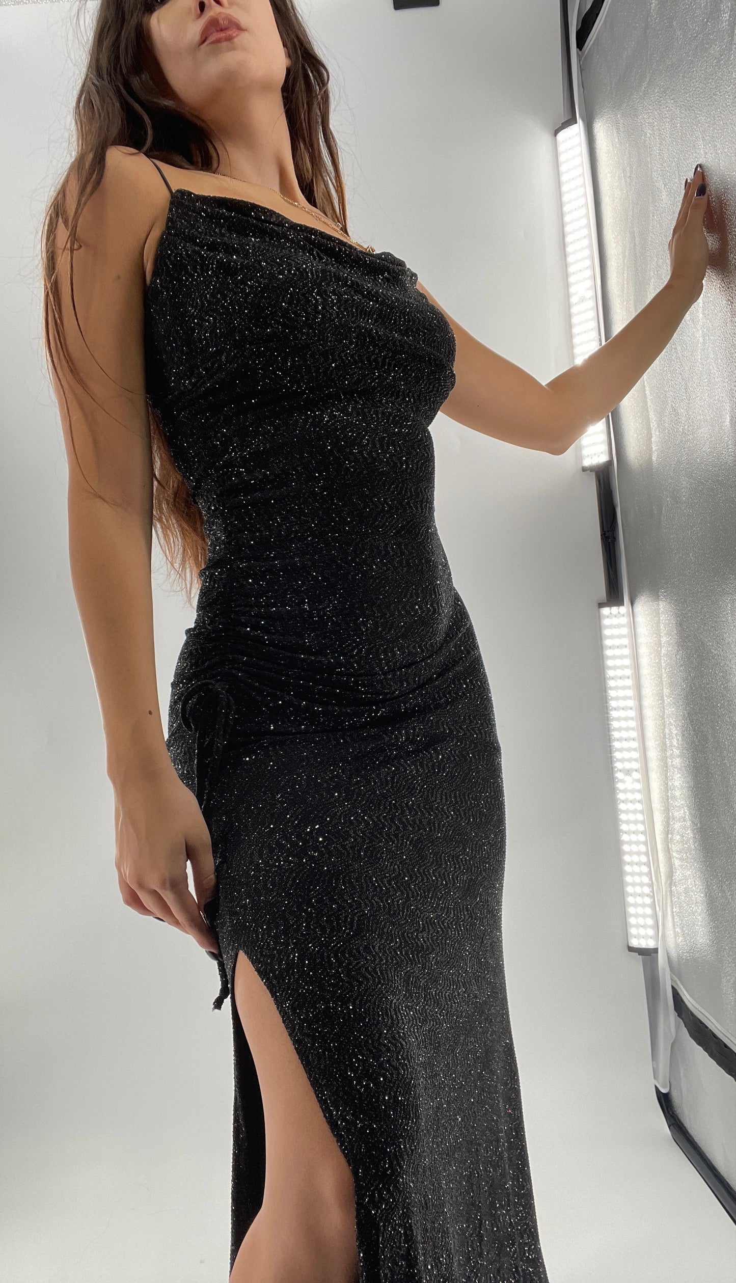 City Triangles 1990s Vintage Black Glitter Floor Length (S)