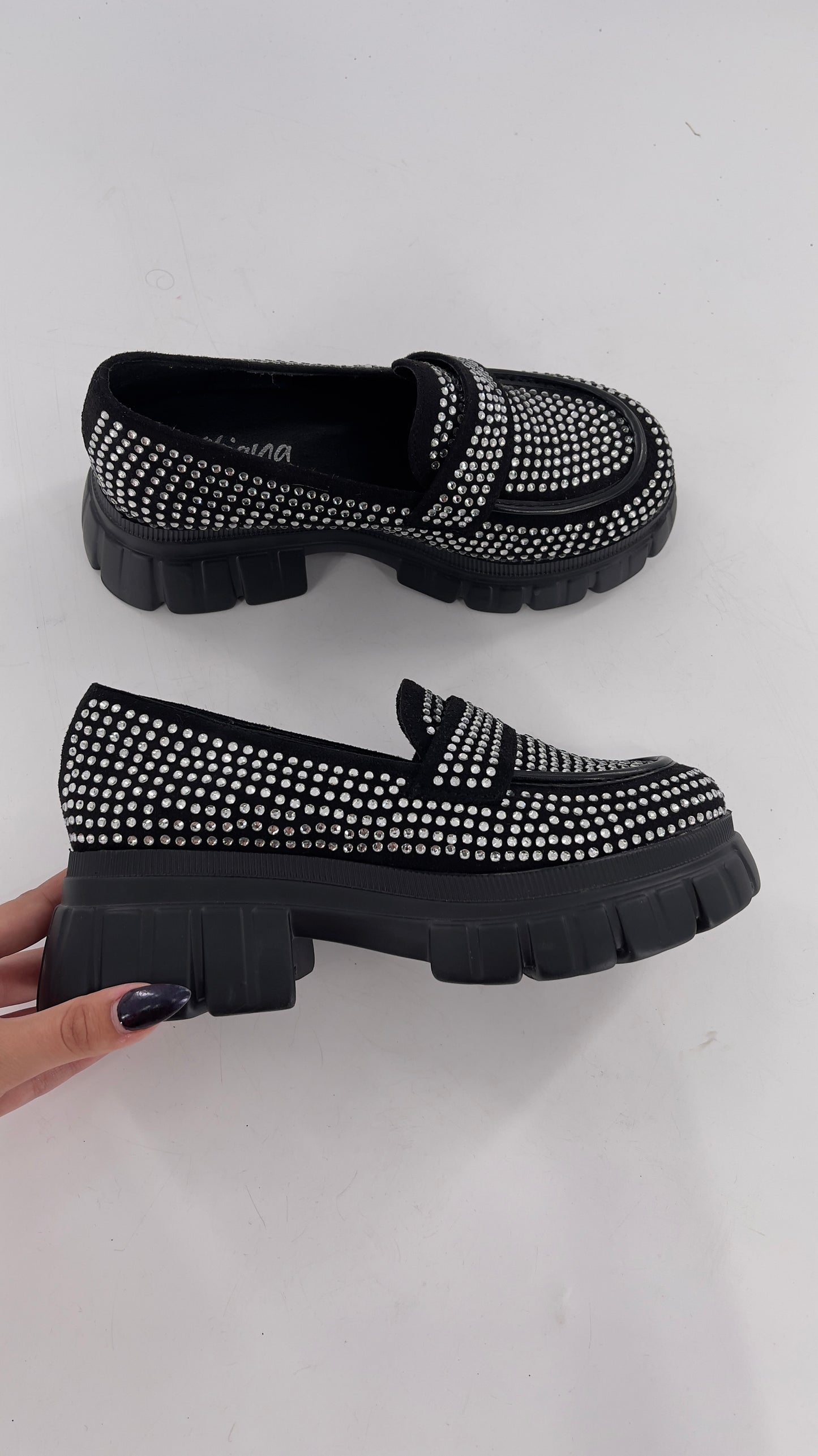 Liliana Bedazzled Rhinestone Platform Oxfords (7)