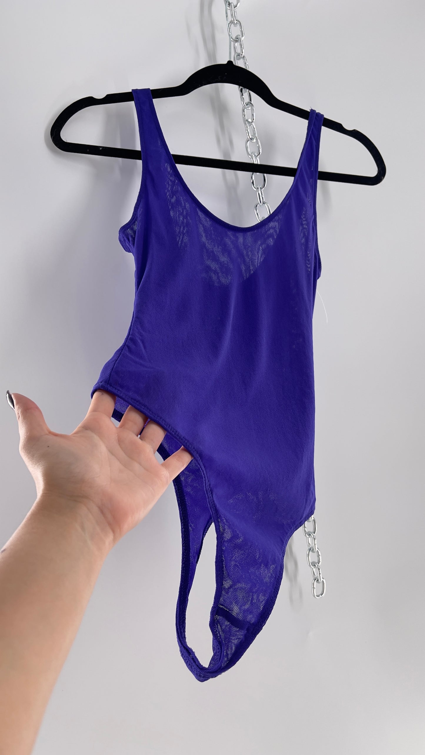 Free People Cobalt Blue Mesh Bodysuit (Small)