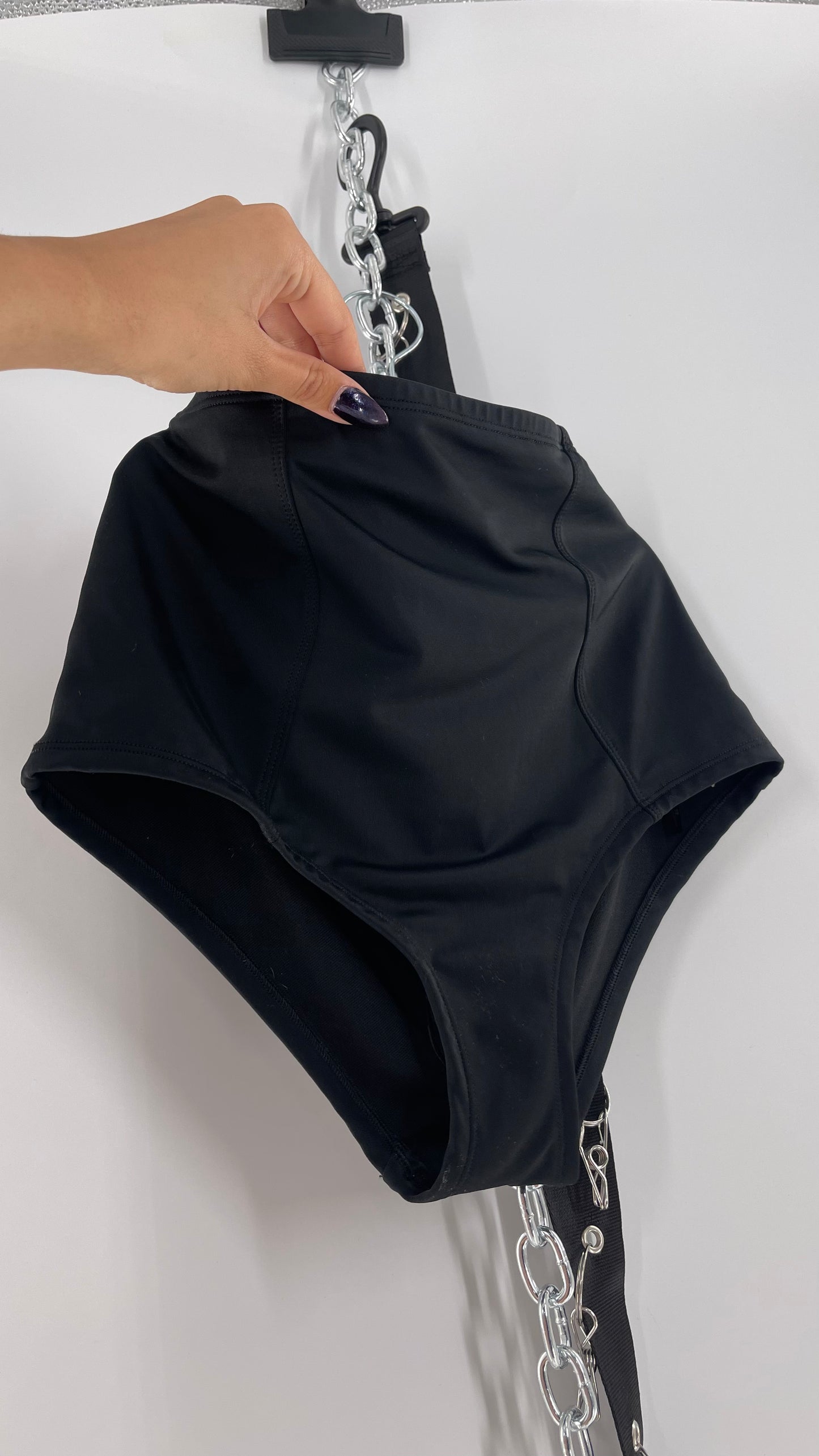 Urban Outfitters Black High Waisted Criss Cross Back Swim Bottoms (Medium)