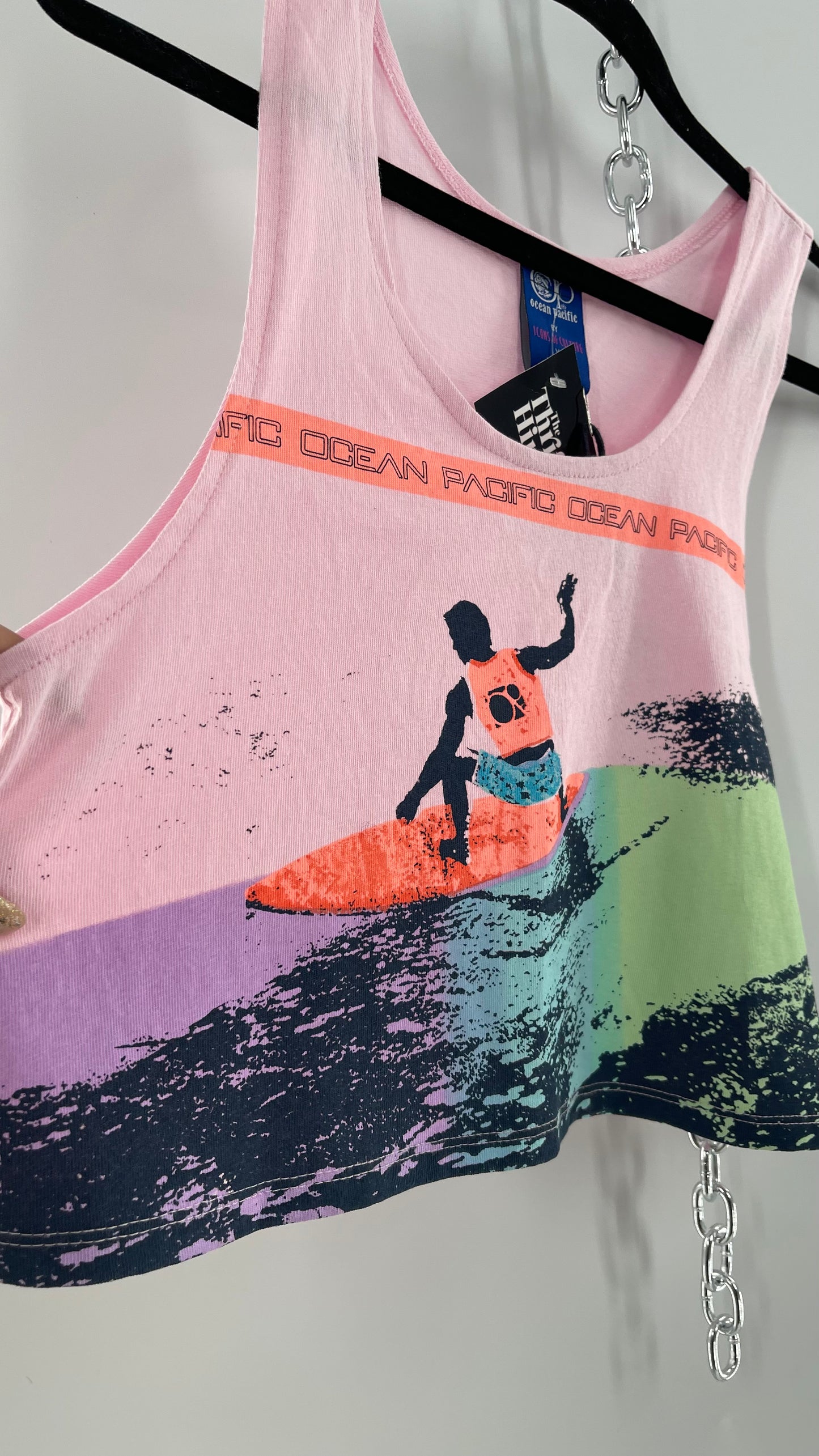 Urban Outfitters 80s OP Surfer Graphic Cropped Tank (XS)