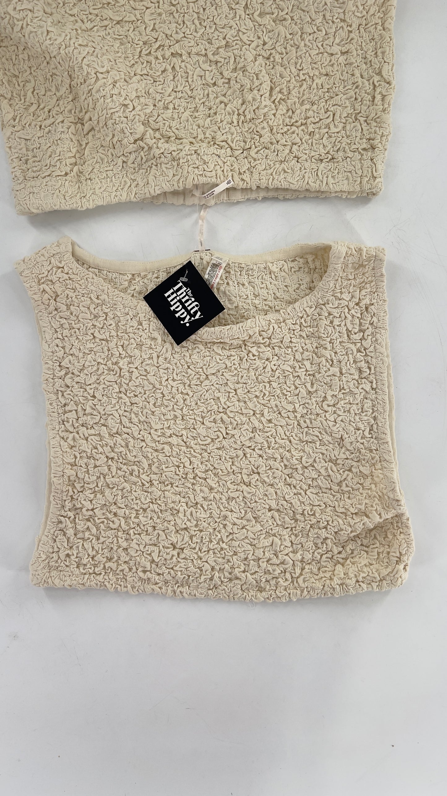 Free People Crushed Cropped Tank and Mini Skirt Set (XL)