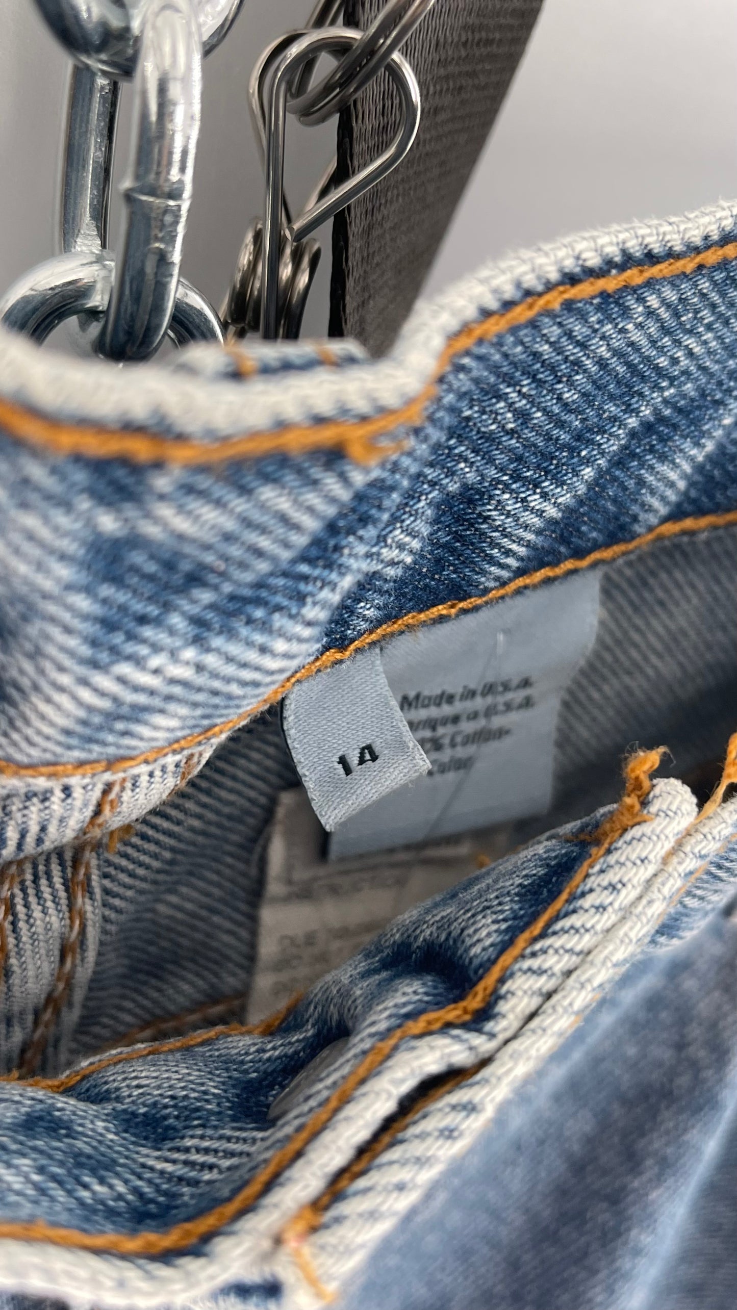 Vintage Calvin Klein Stone Washed Jeans with Silver Glitter Hem (29/30)
