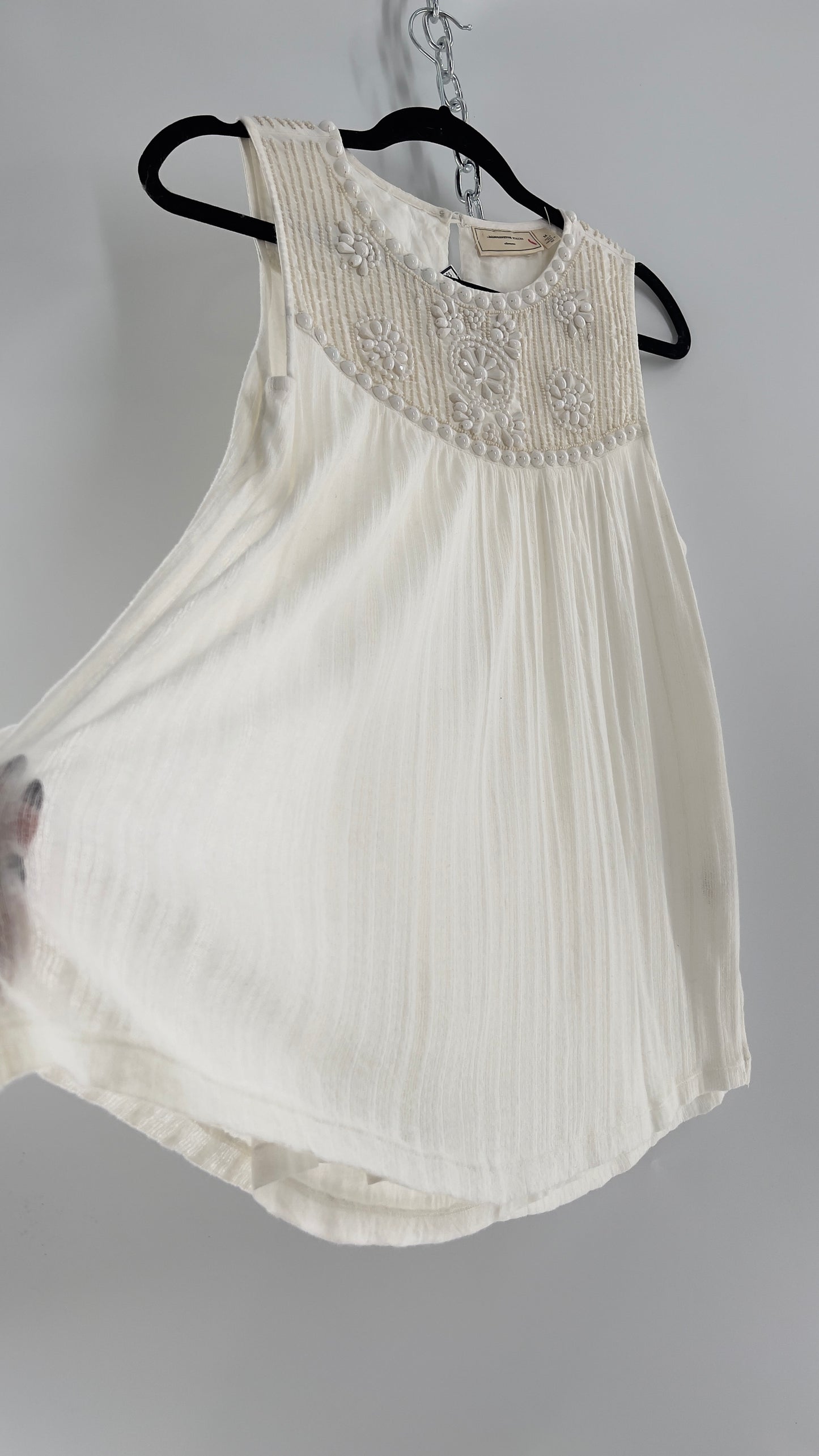 Anthropologie Moulinette Soeurs Off White Beaded Cotton Tank (Medium)