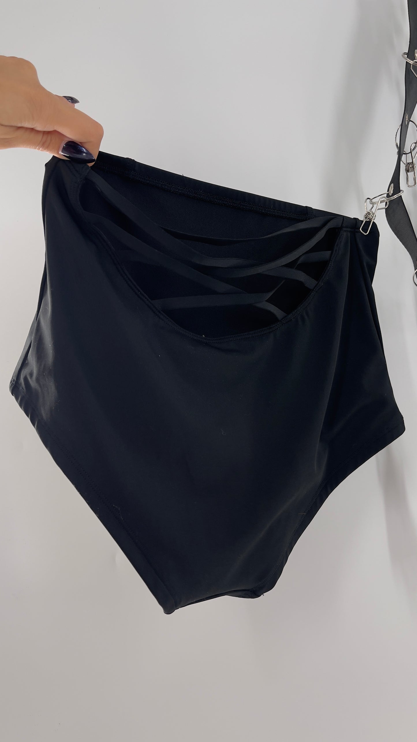 Urban Outfitters Black High Waisted Criss Cross Back Swim Bottoms (Medium)