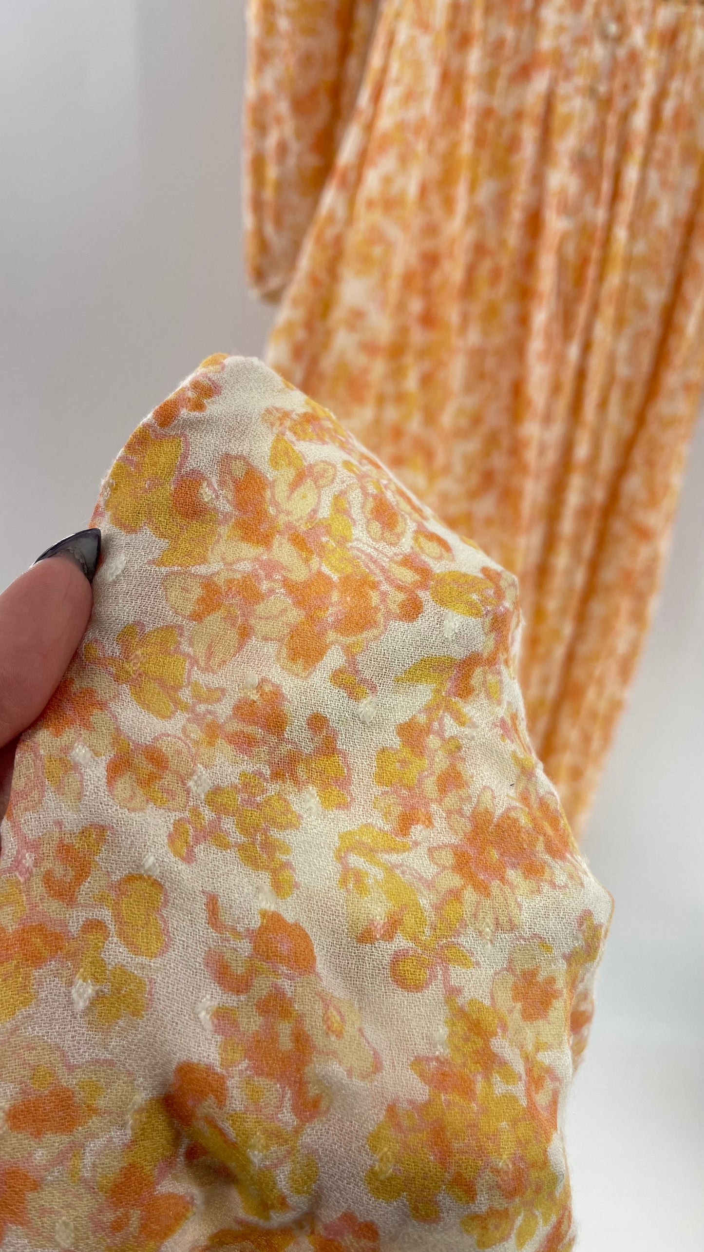 Intimately Free People Orange Floral Smocked Maxi Dress (XS)