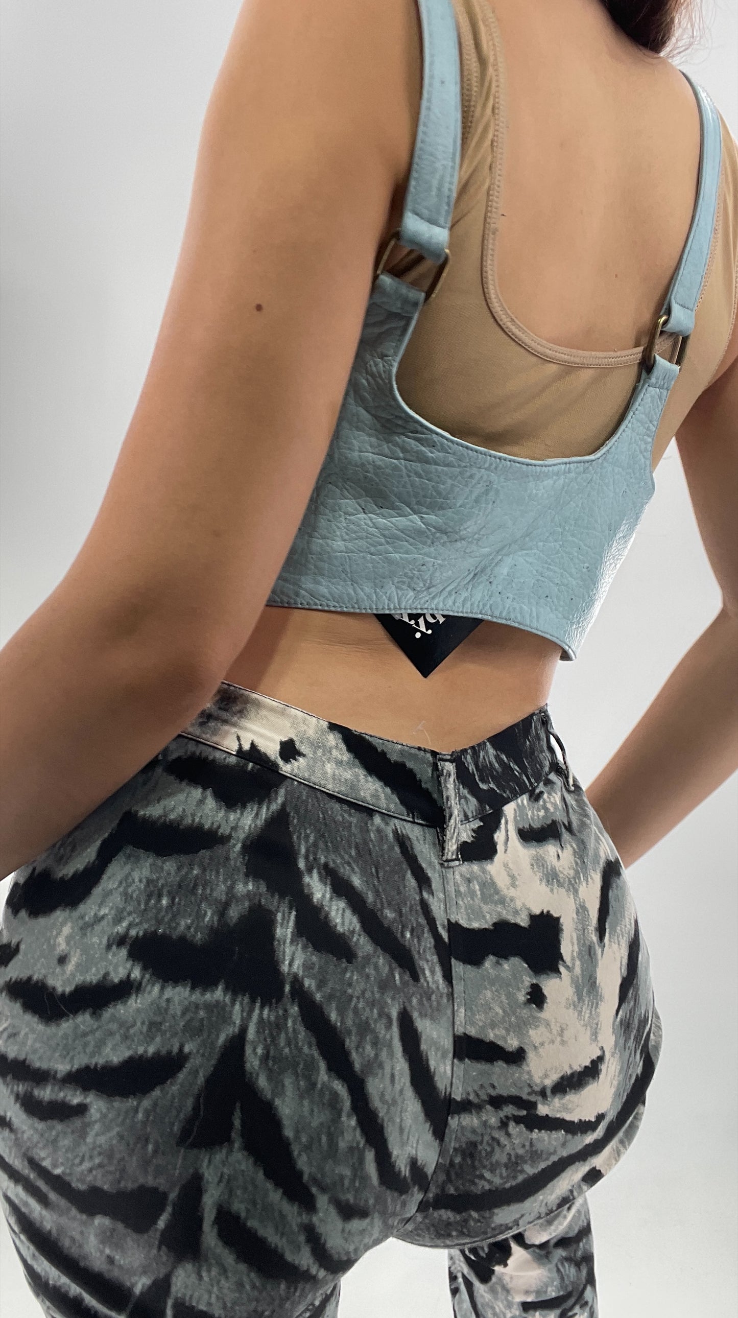 Free People Baby Blue Buckled Corset Belt (Large)