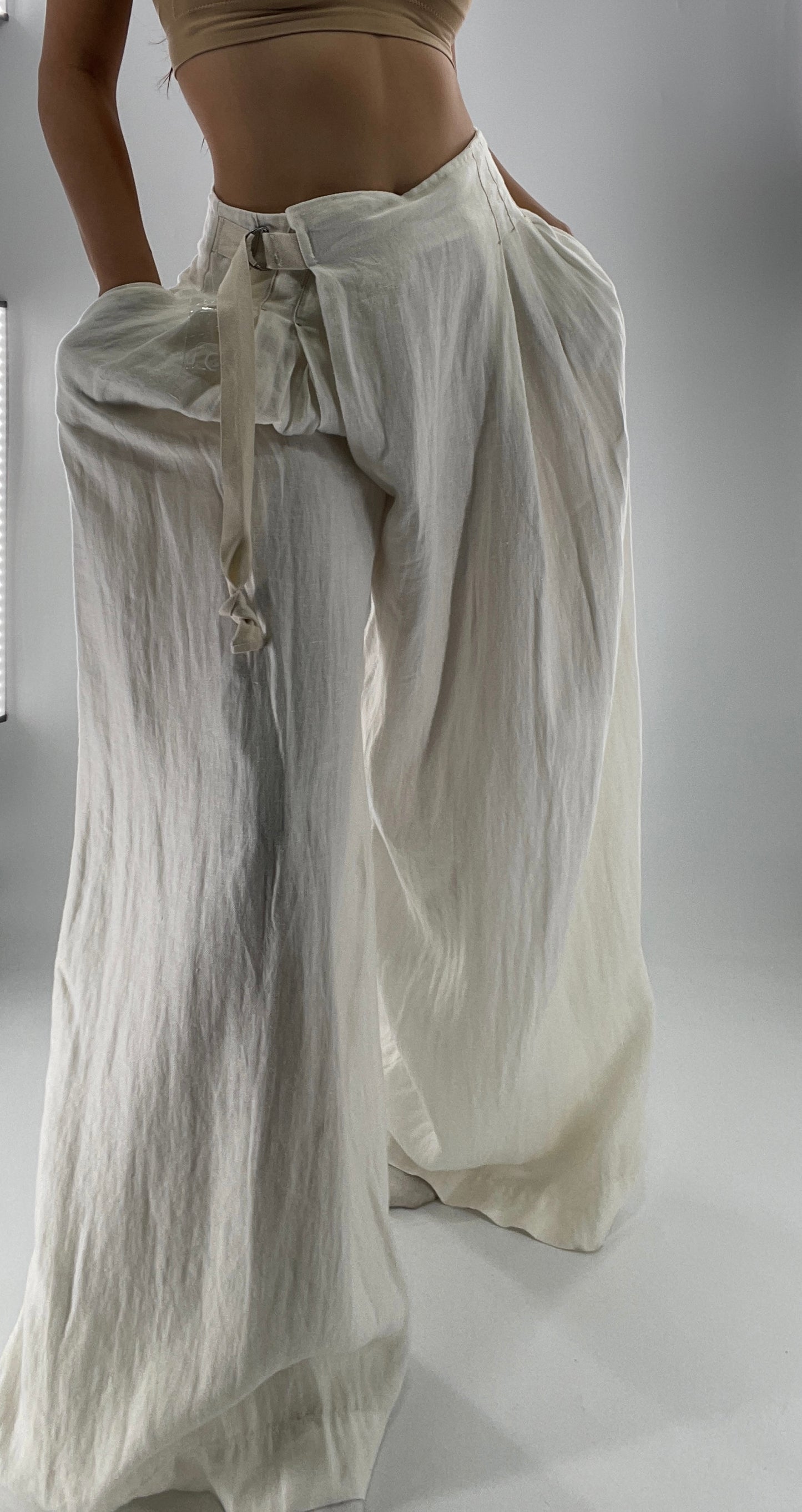 Free People Off White Pleated Trouser Wide Leg (2)