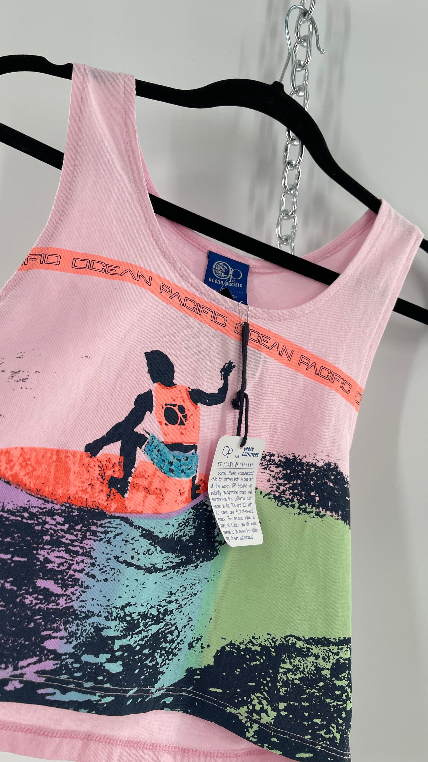 Urban Outfitters 80s OP Surfer Graphic Cropped Tank (XS)