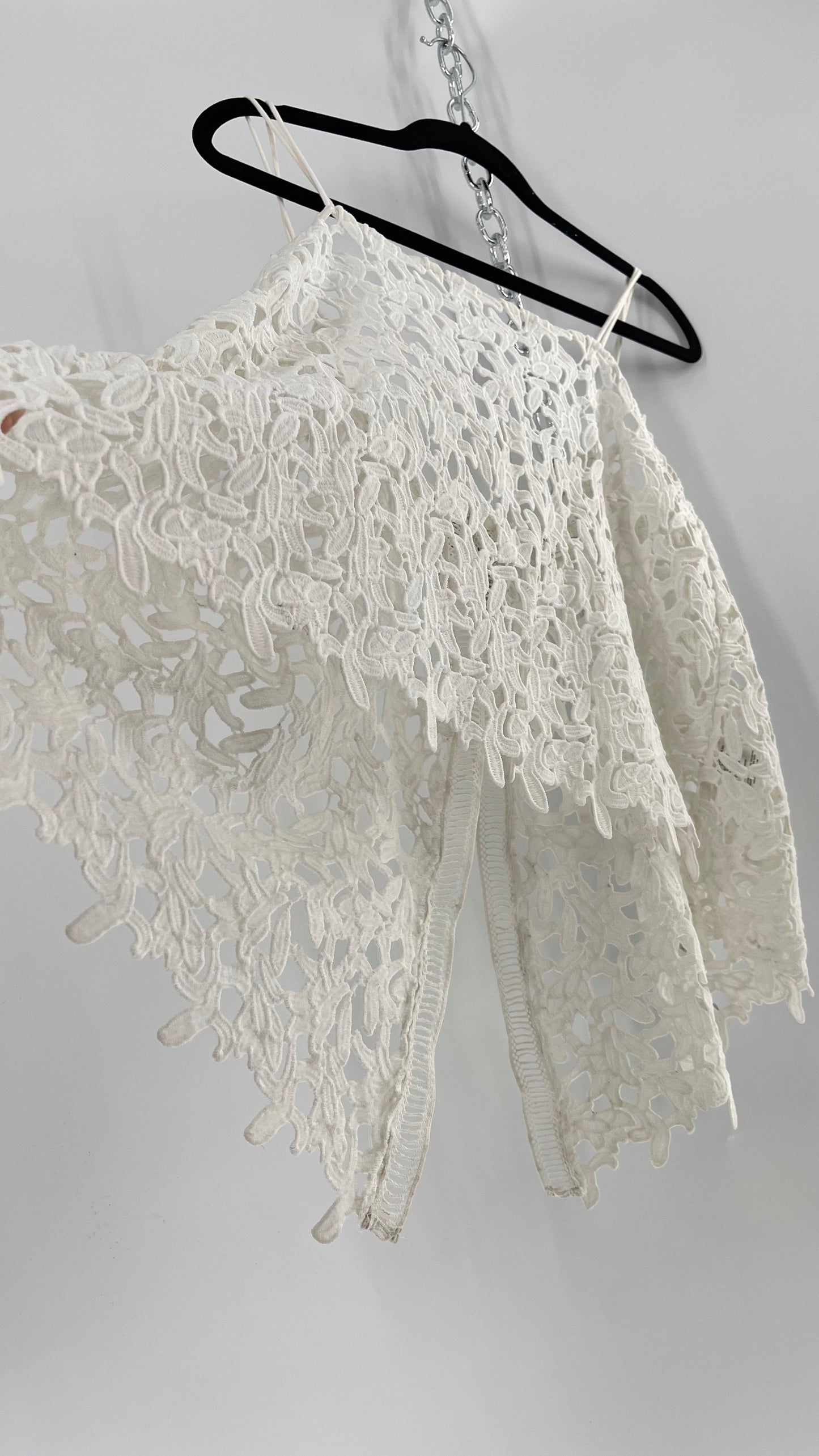 Anthropologie Ne Quittez Pas White Lace Tank with Open Back (Large)