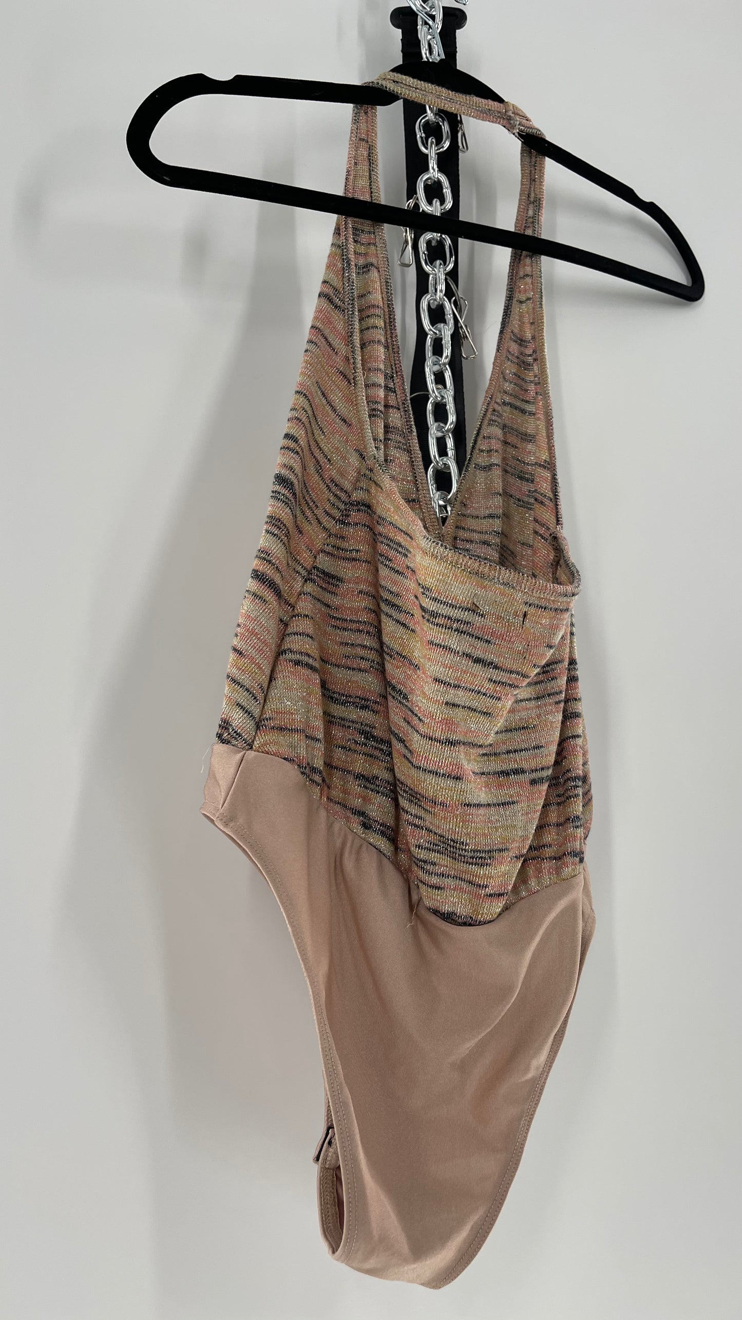 Urban Outfitters Tan Shiny Knit Bodysuit (XS)