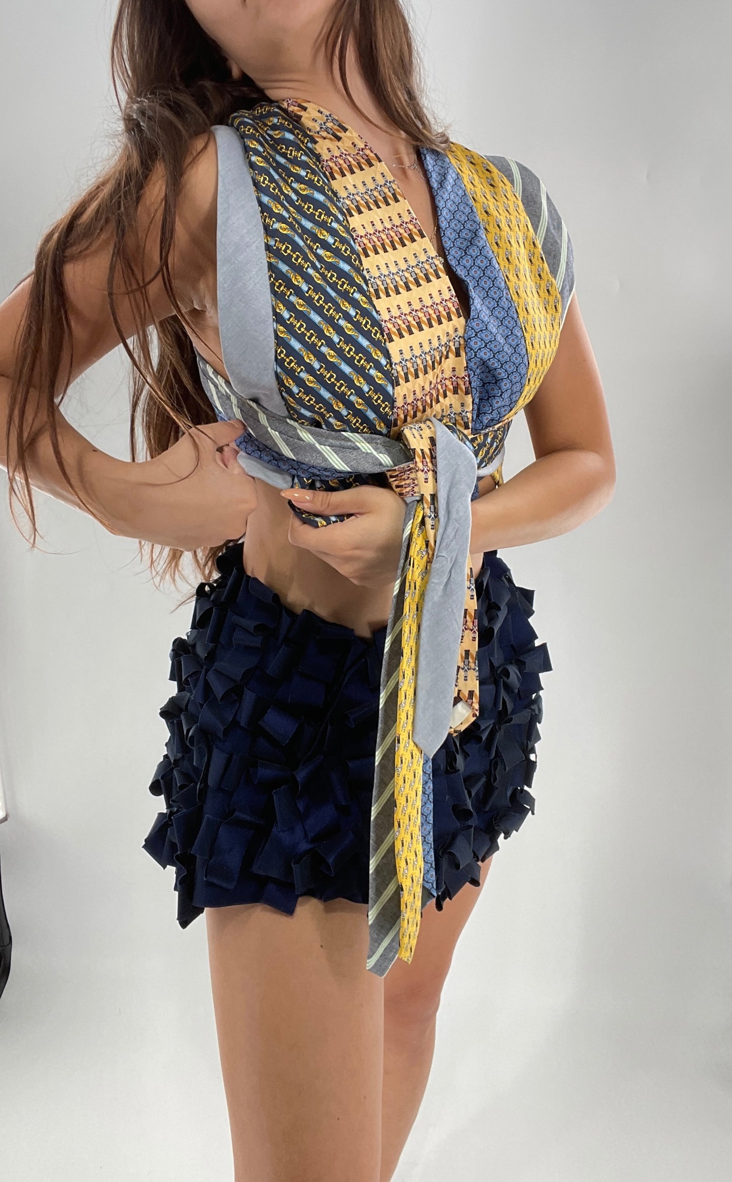 Custom - Handmade “All Tied Up” Cropped Blouse (One Size)