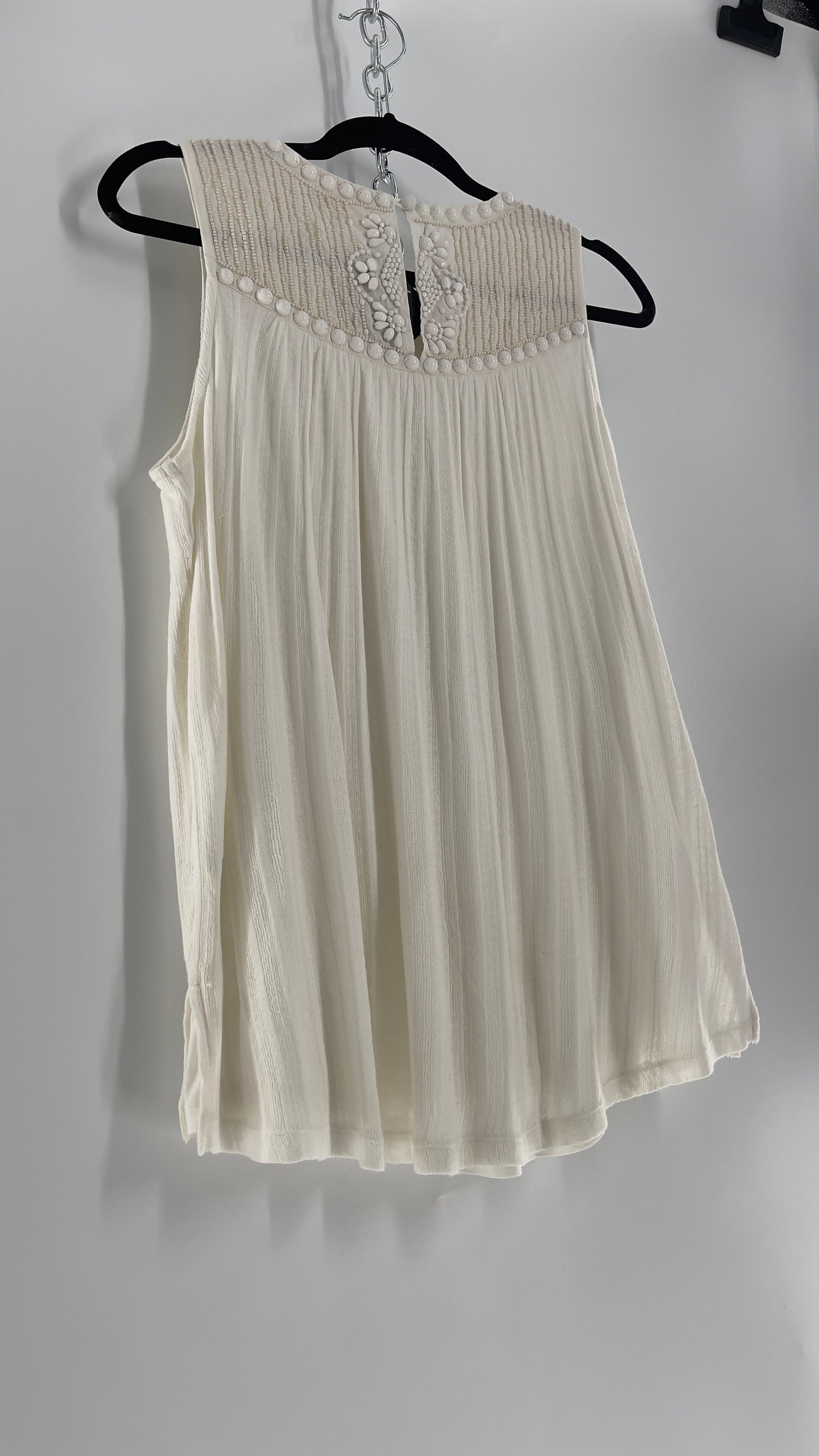 Anthropologie Moulinette Soeurs Off White Beaded Cotton Tank (Medium)