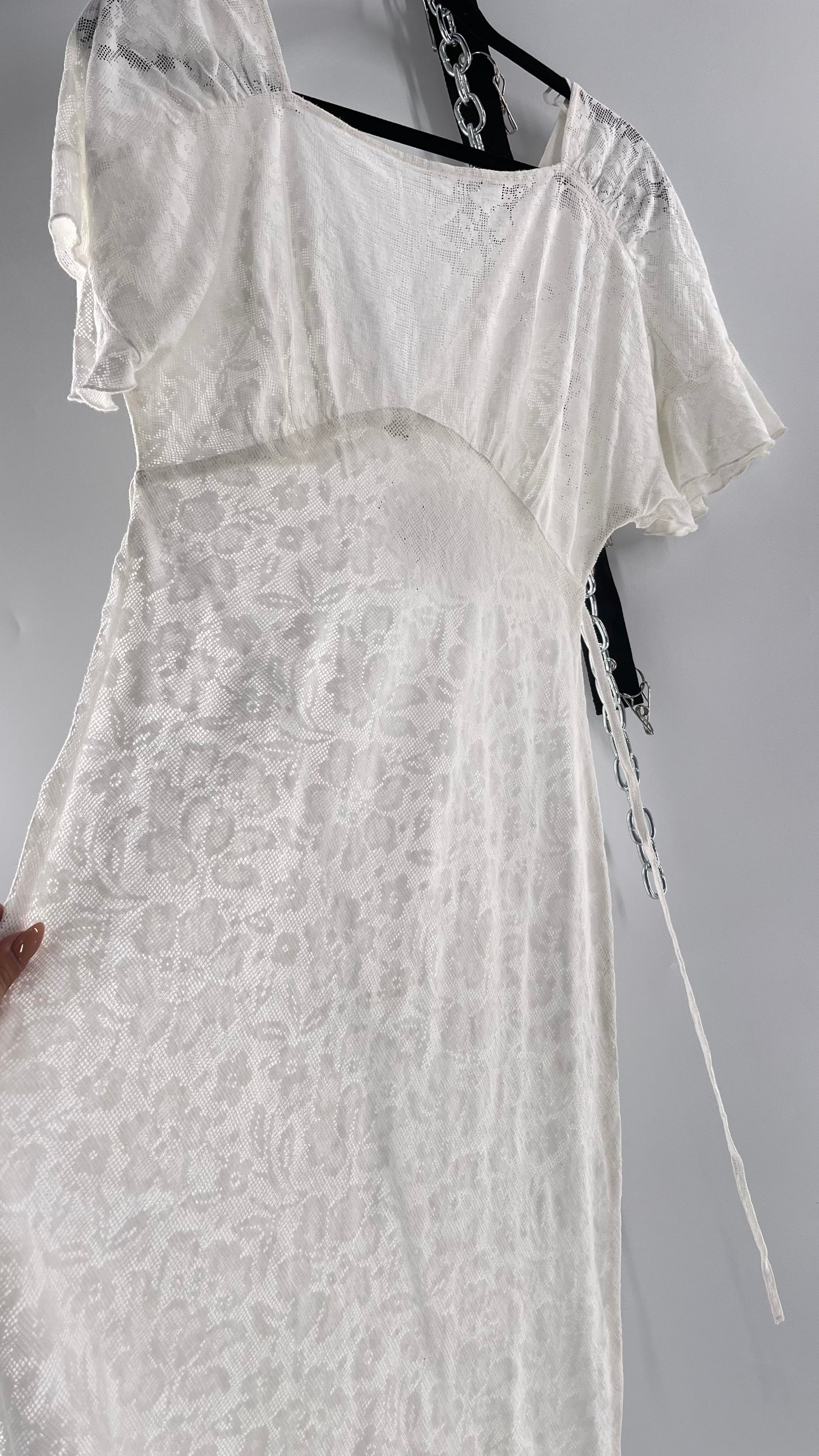 Free People White Lace Gauze Dress (XS)