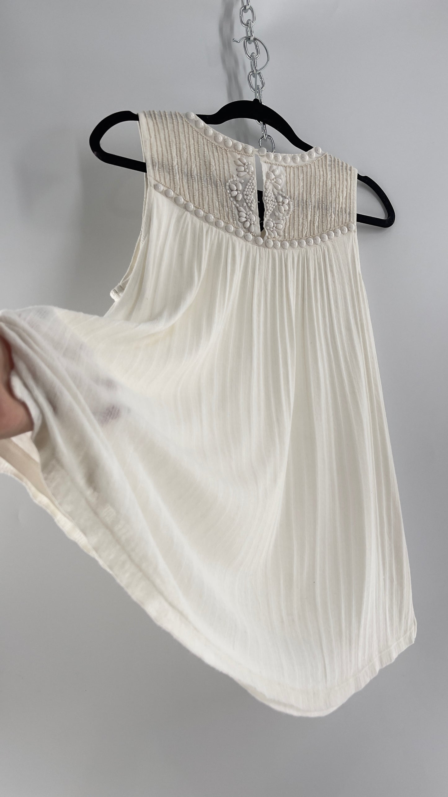 Anthropologie Moulinette Soeurs Off White Beaded Cotton Tank (Medium)