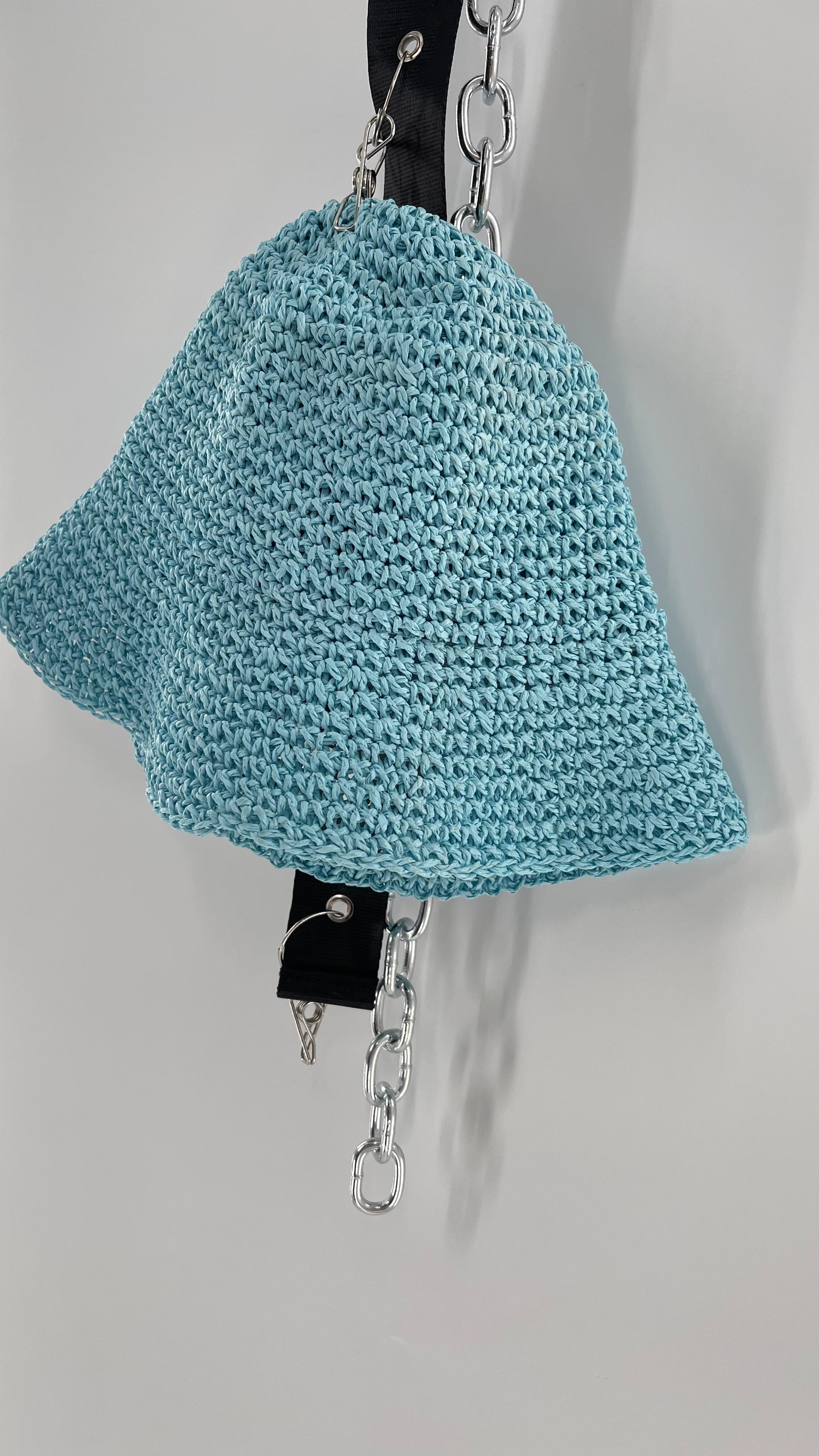 Urban Outfitters Baby Blue Straw Bucket Hat