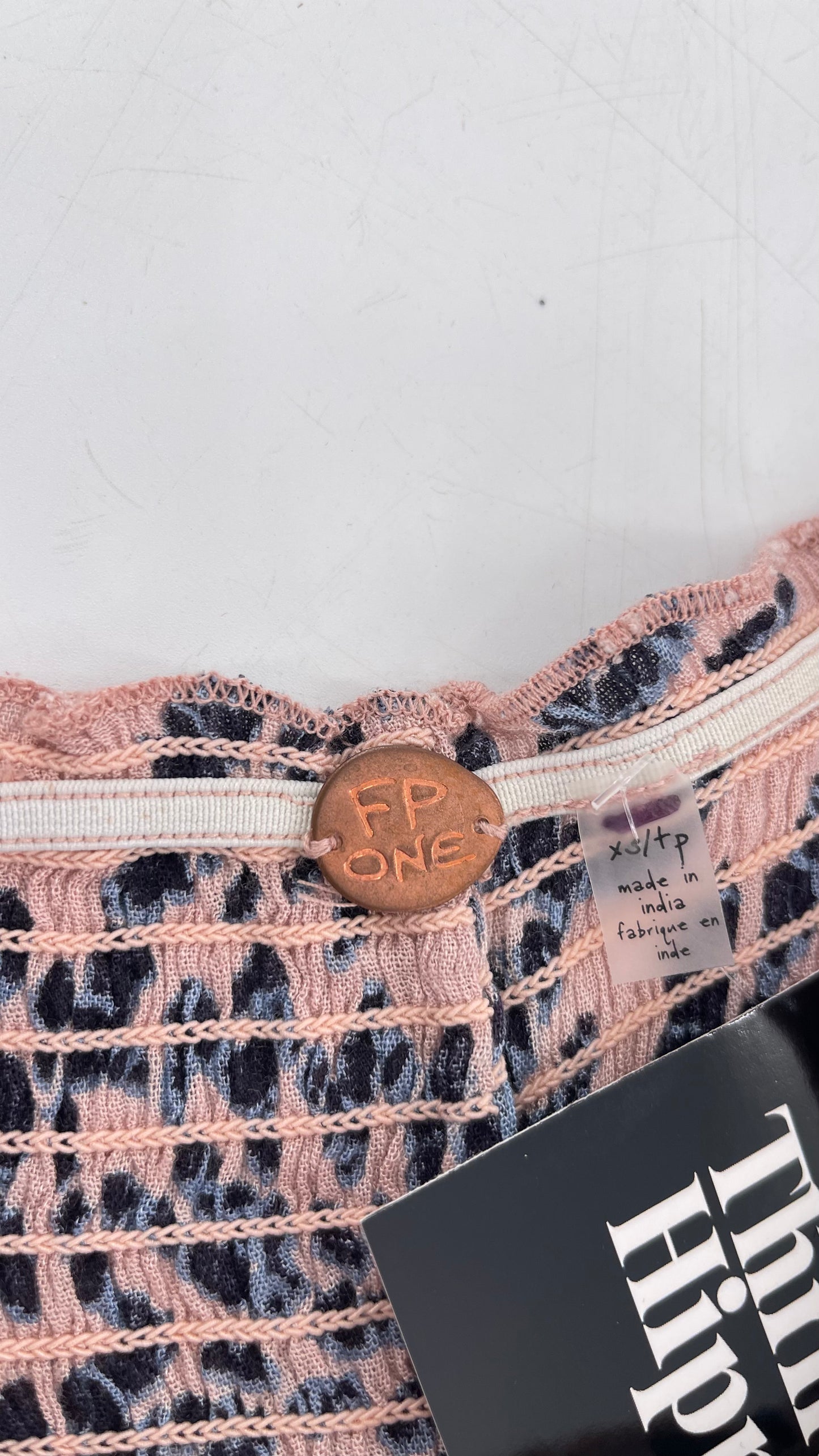 Free People Pink/Navy Patterned Smocked Shorts (XS/S)