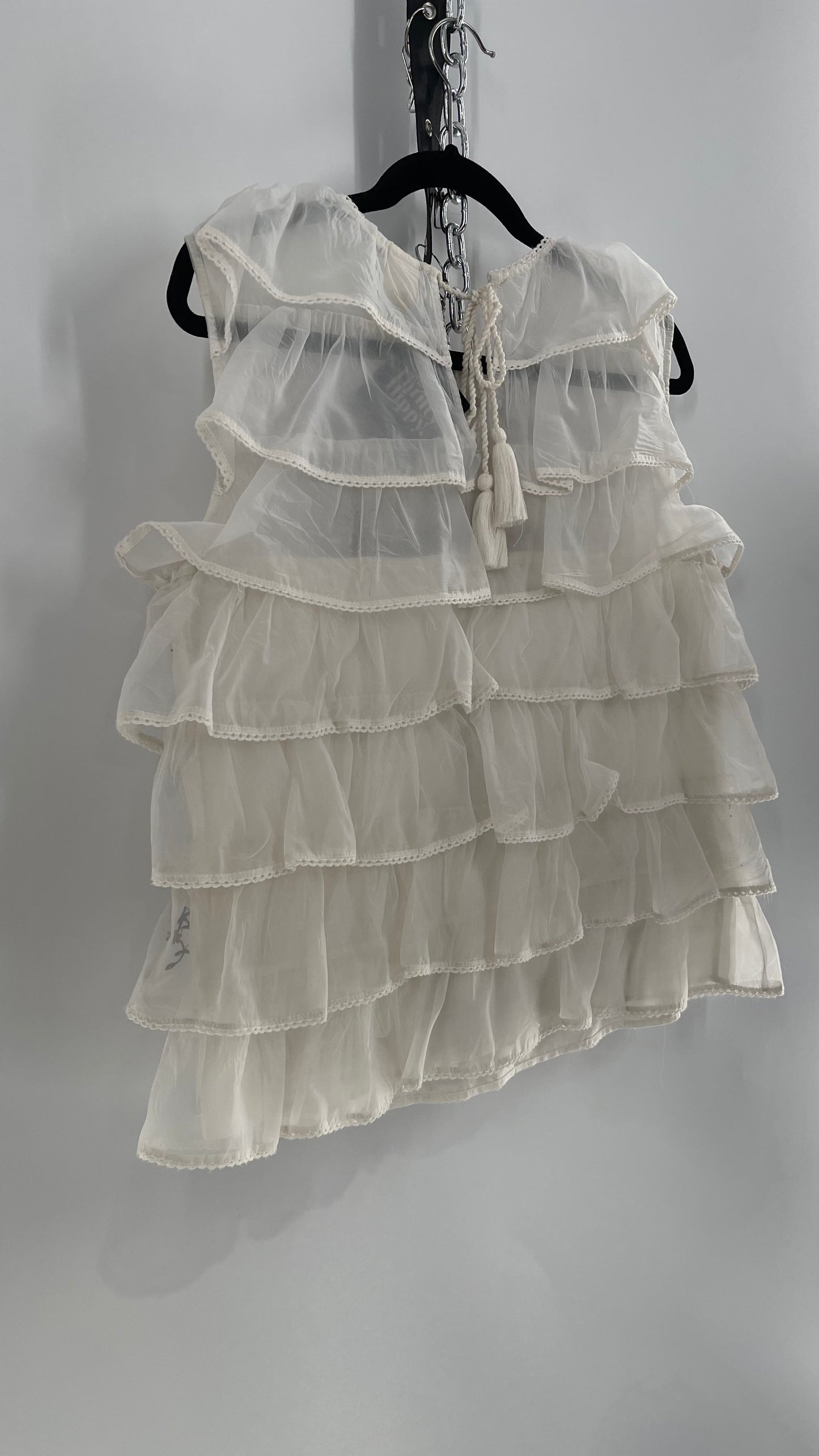 Anthropologie Seen. Worn. Kept Voile, Ruffled and Embroidered Sleeveless (Medium)