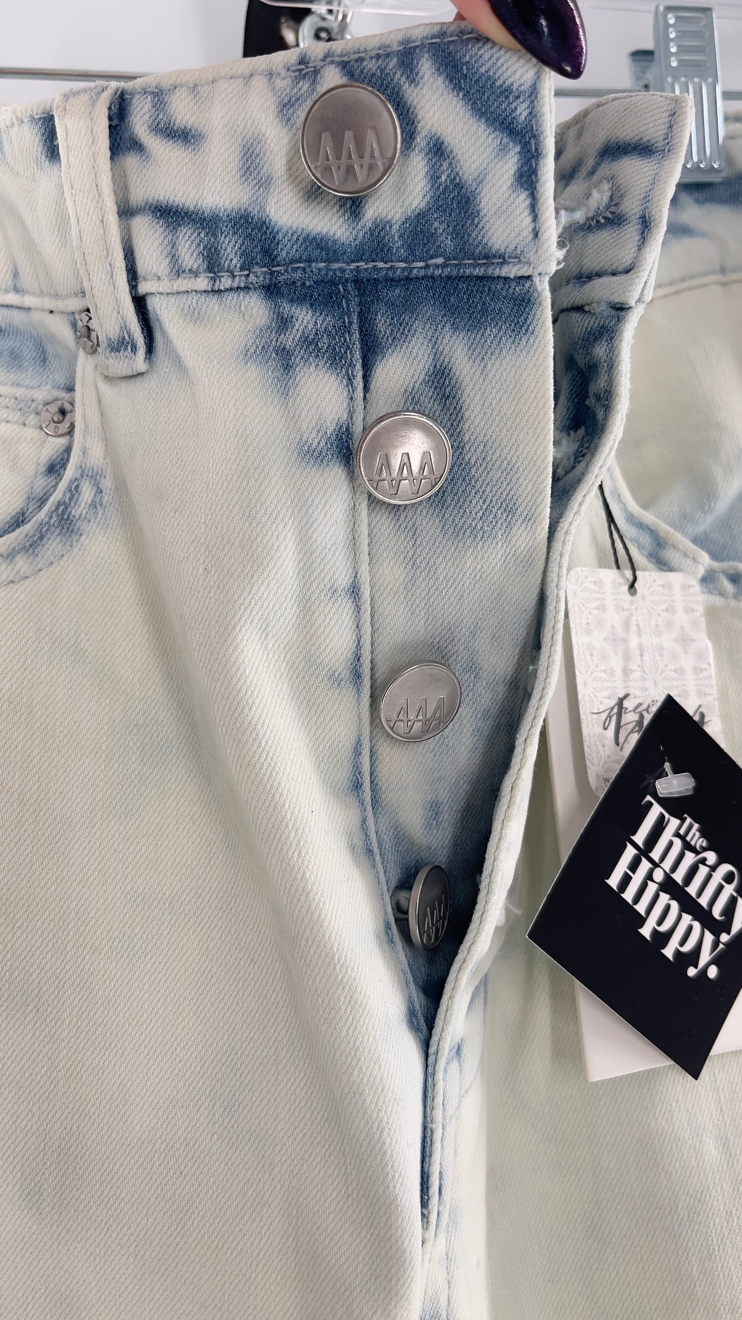 Free People X ZEEGEEWHY Acid Wash Straight Leg Jeans (27)