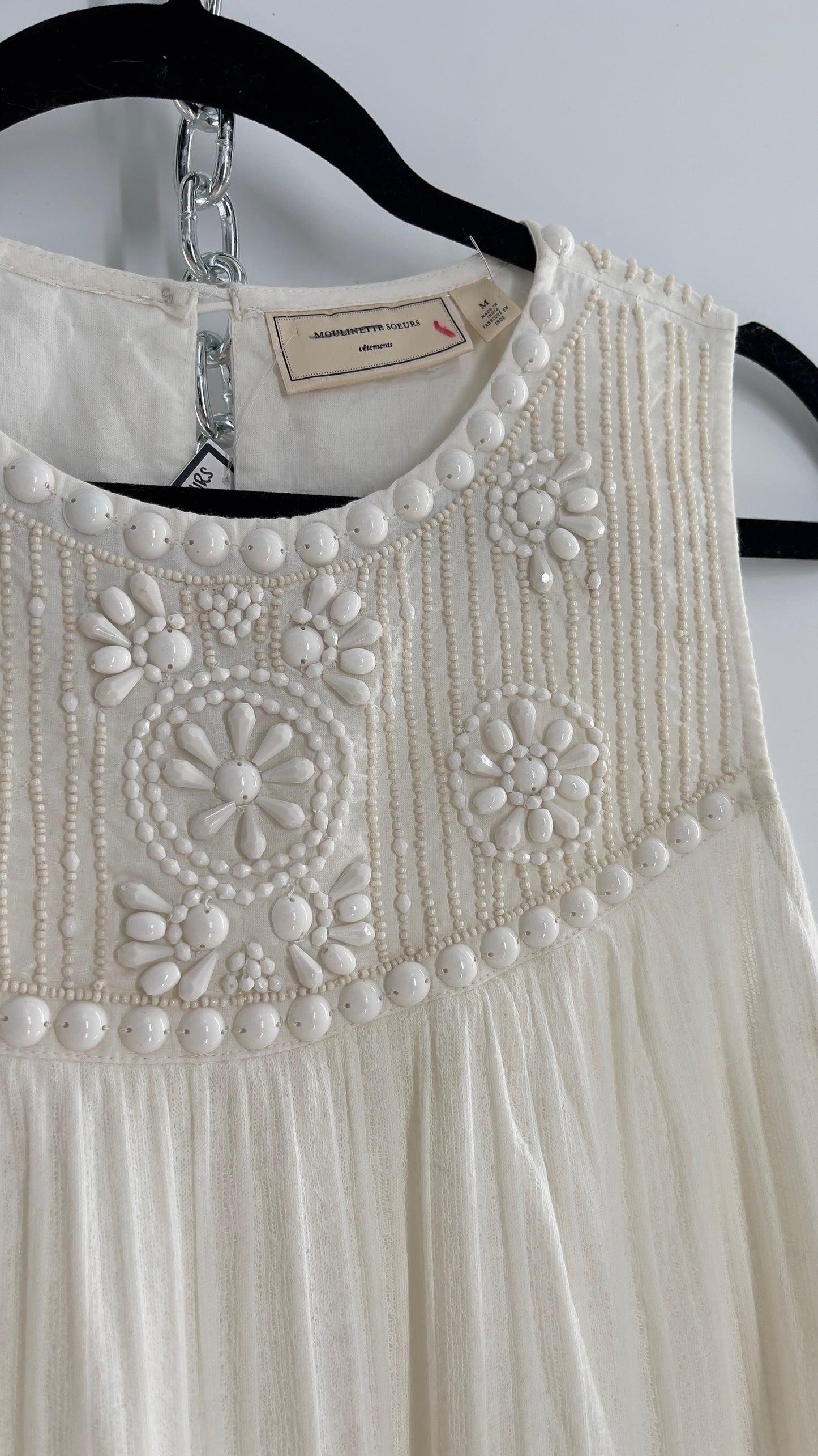 Anthropologie Moulinette Soeurs Off White Beaded Cotton Tank (Medium)