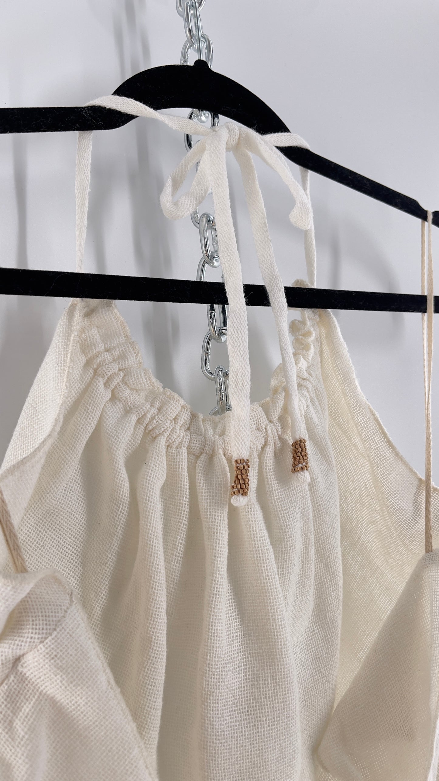Free People White 100% Cotton Backless Halter (S)