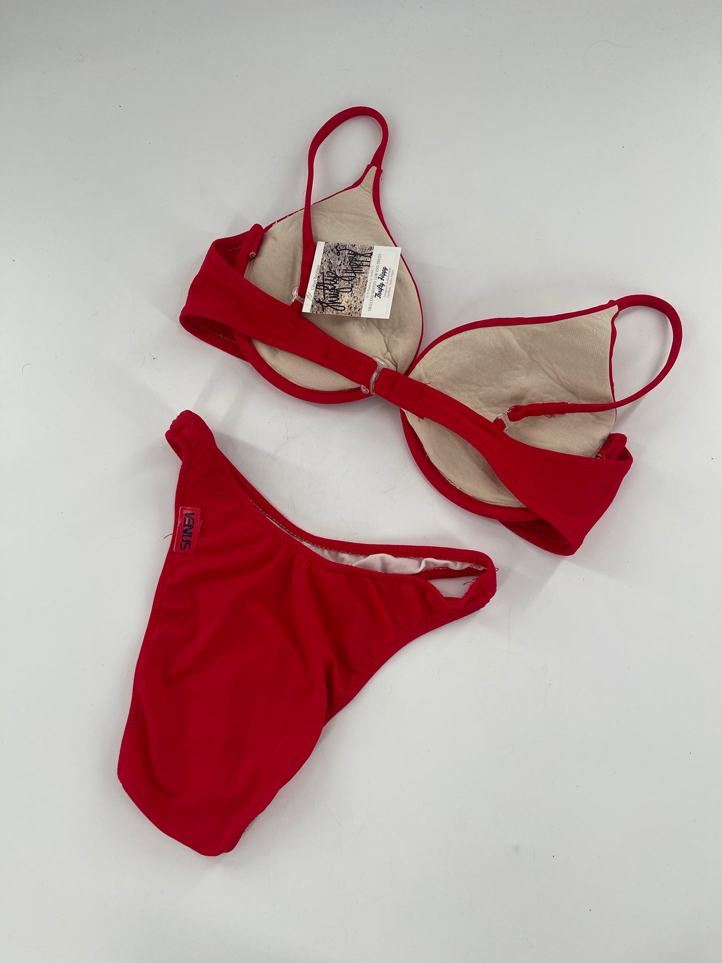Vintage Venus 1980s/1990s Red Americana 2piece Swimsuit (Small Bottom D Top)