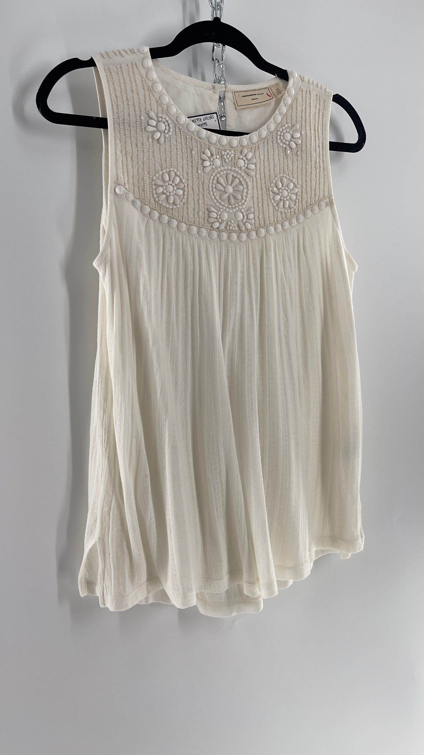 Anthropologie Moulinette Soeurs Off White Beaded Cotton Tank (Medium)