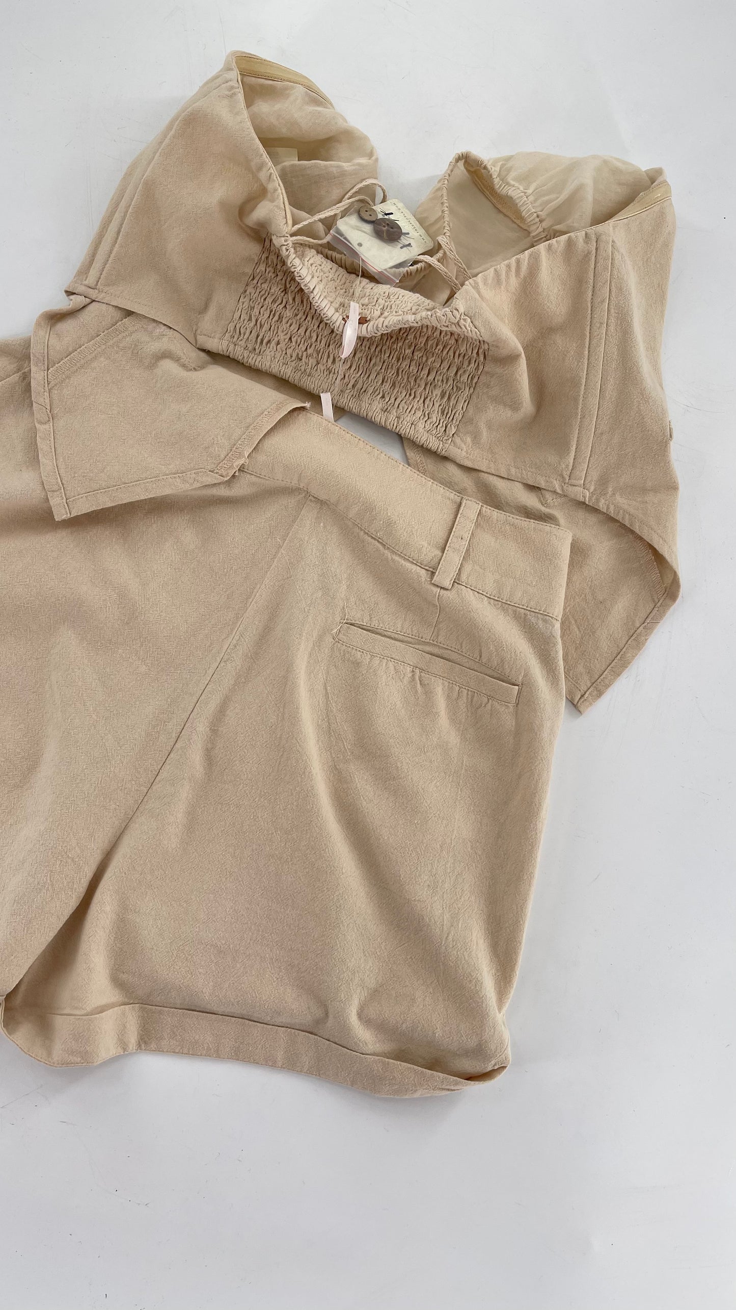 Intimately Free People Beige Vest and Shorts Set (Small)