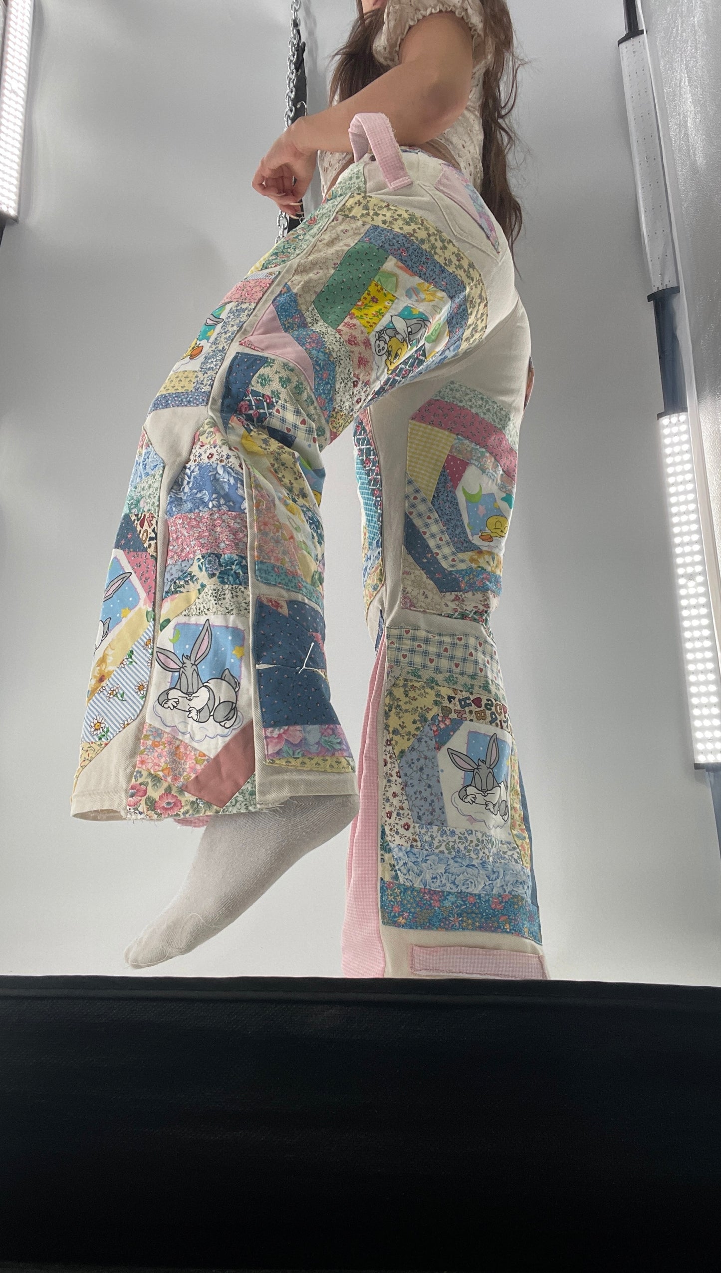 Custom - Handmade Reworked Looney Toons Cutie Pie Patchwork Flares