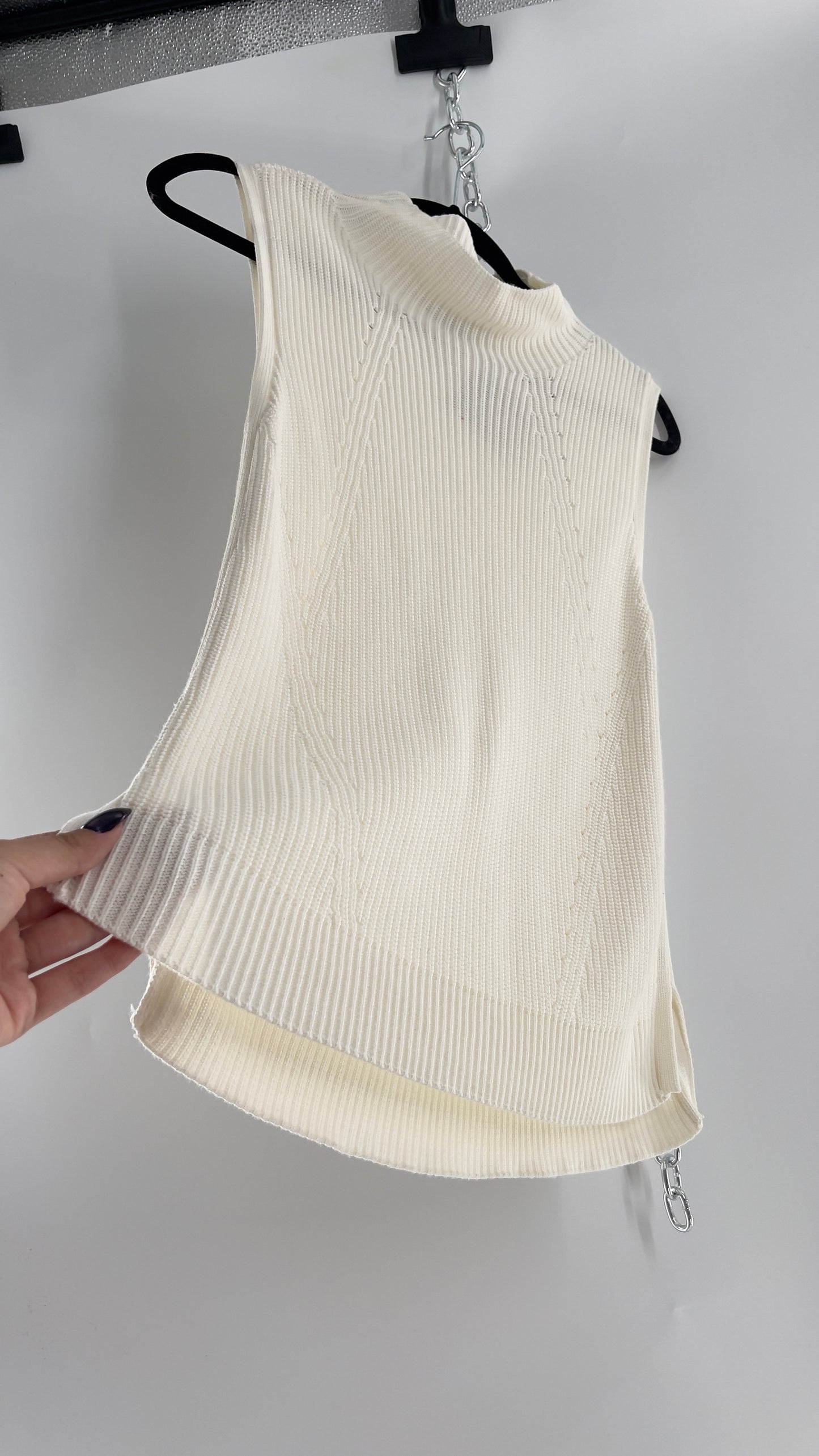 White House Black Market White Knit Mock Neck Tank (Small)