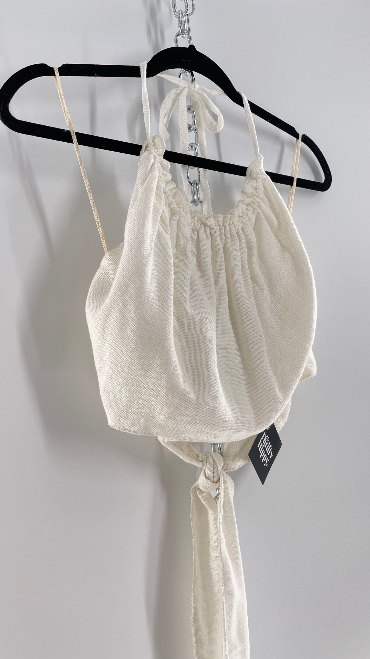 Free People White 100% Cotton Backless Halter (S)