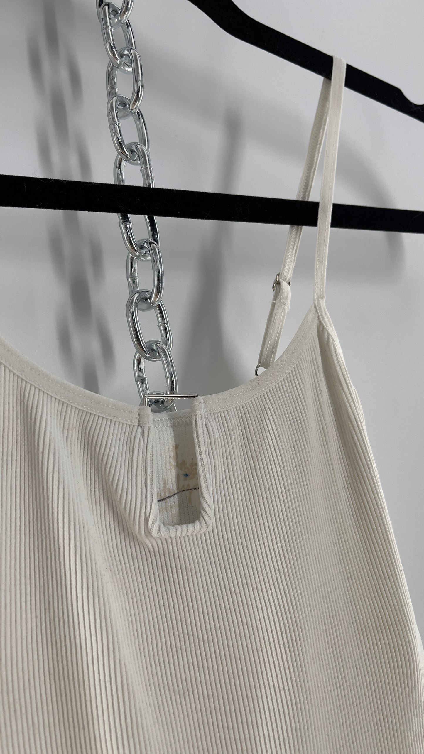 Intimately Free People White Spandex Tank with Metal Keyhole Detail (XS/S)