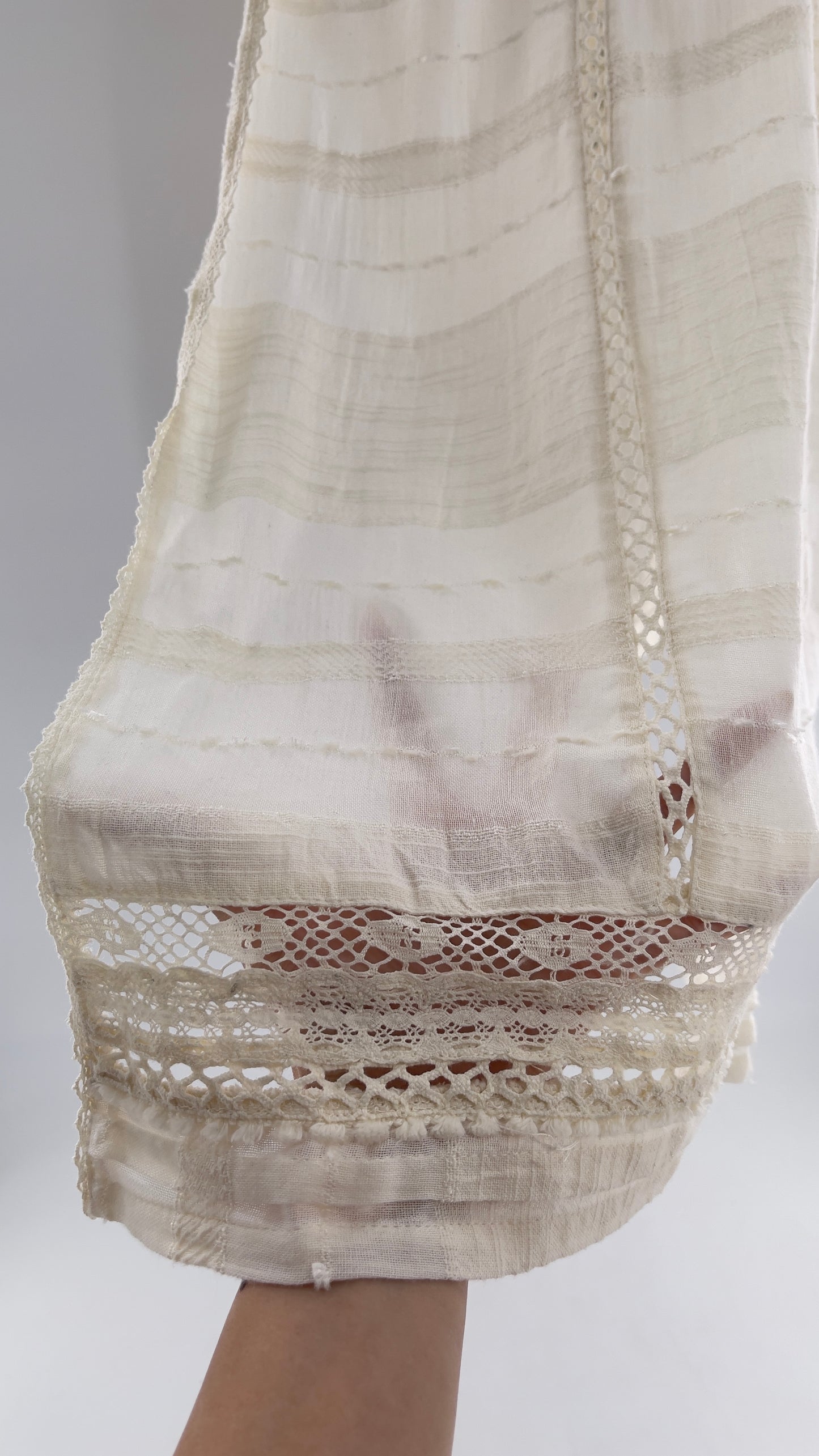 Free People White Cotton Lace Slit Side Midi (Medium)