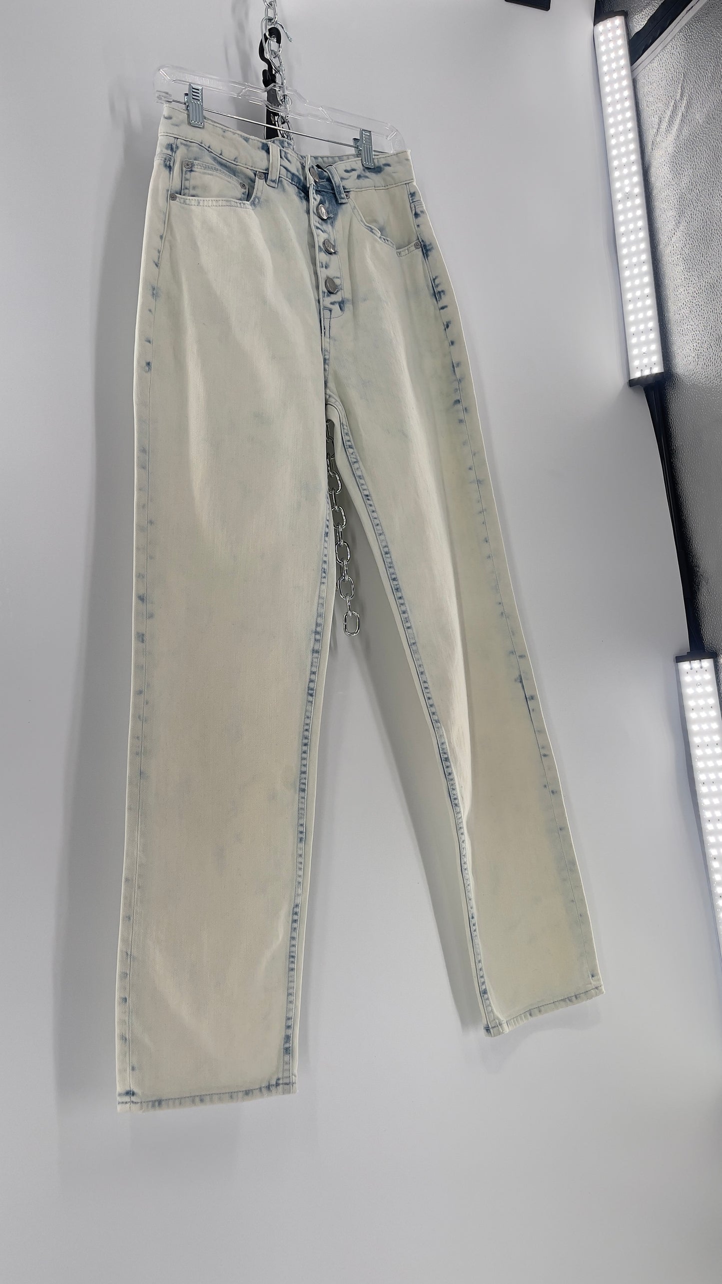 Free People X ZEEGEEWHY Acid Wash Straight Leg Jeans (27)